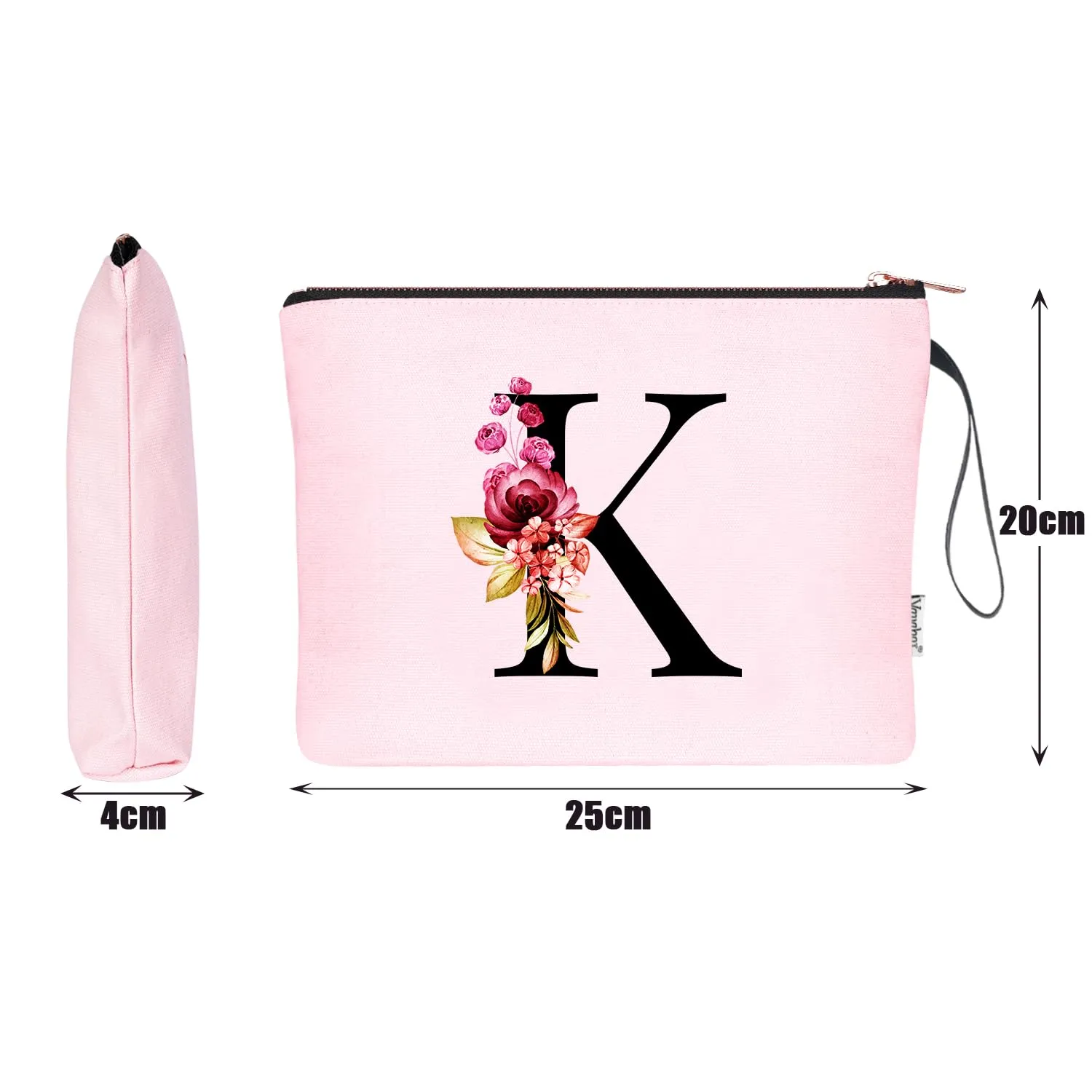 Vavabox Beauty Case con Iniziale K, Rosa - immagine 2