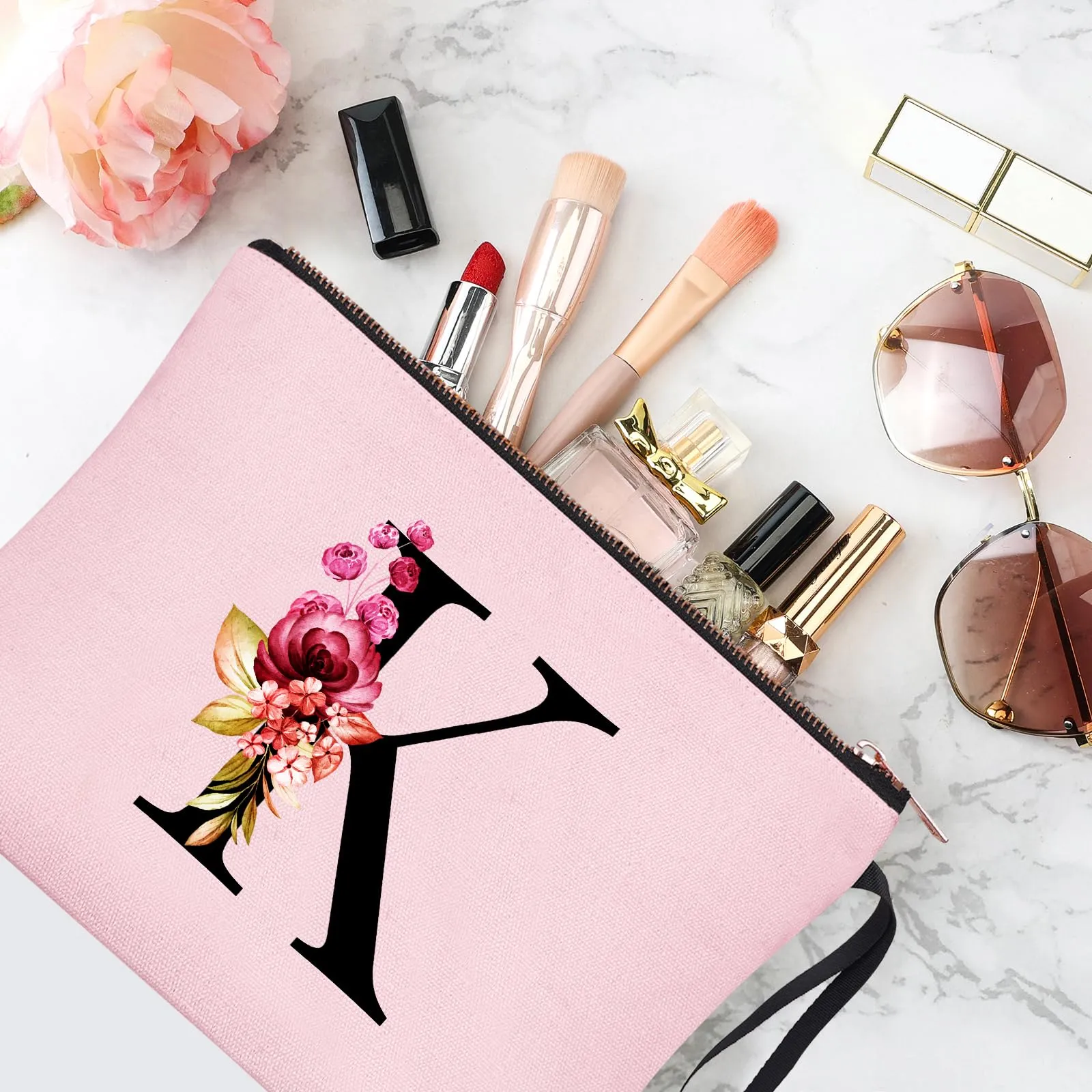 Vavabox Beauty Case con Iniziale K, Rosa - immagine 5
