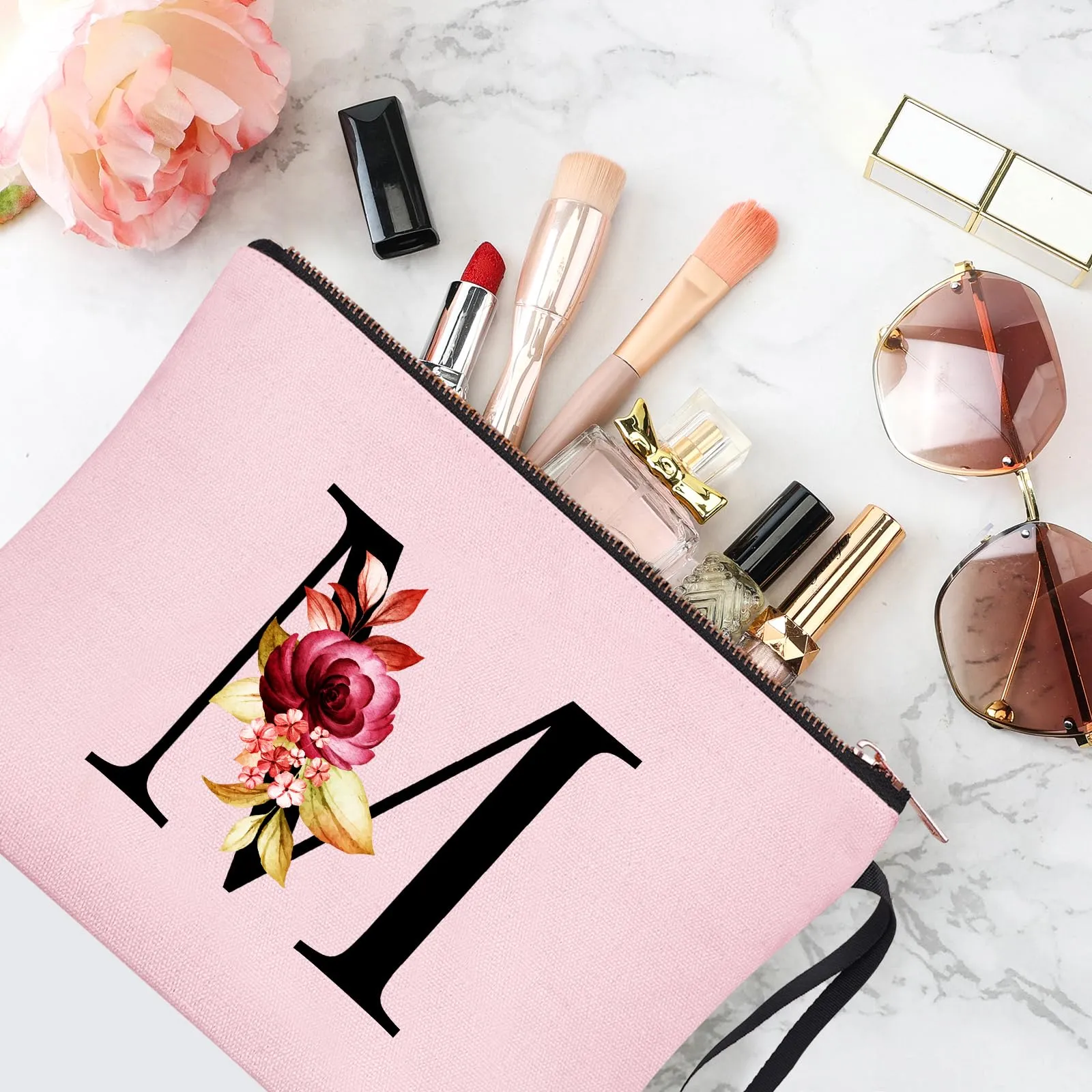 Vavabox Beauty Case con Iniziali Personalizzate, M, Rosa - immagine 5