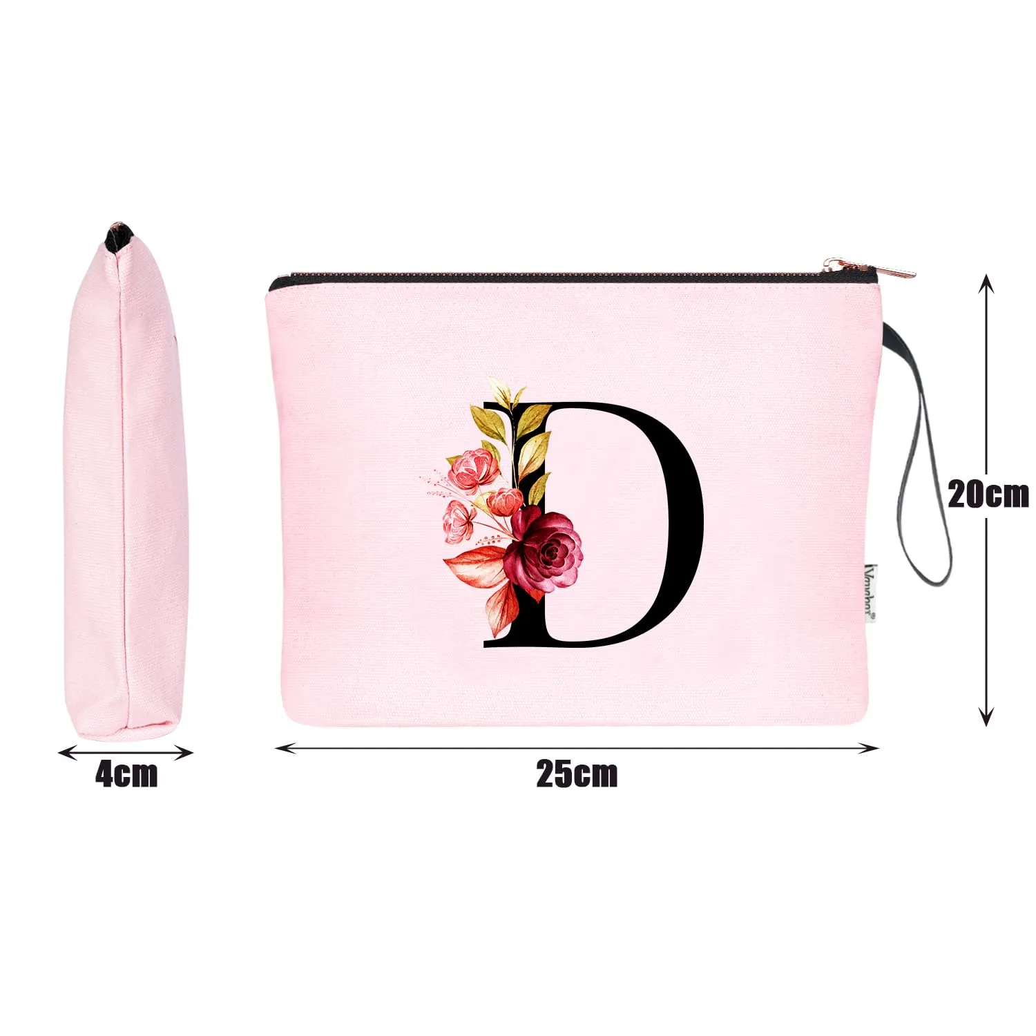 Vavabox Beauty Case con Iniziale Personalizzata (D, Rosa) - immagine 2