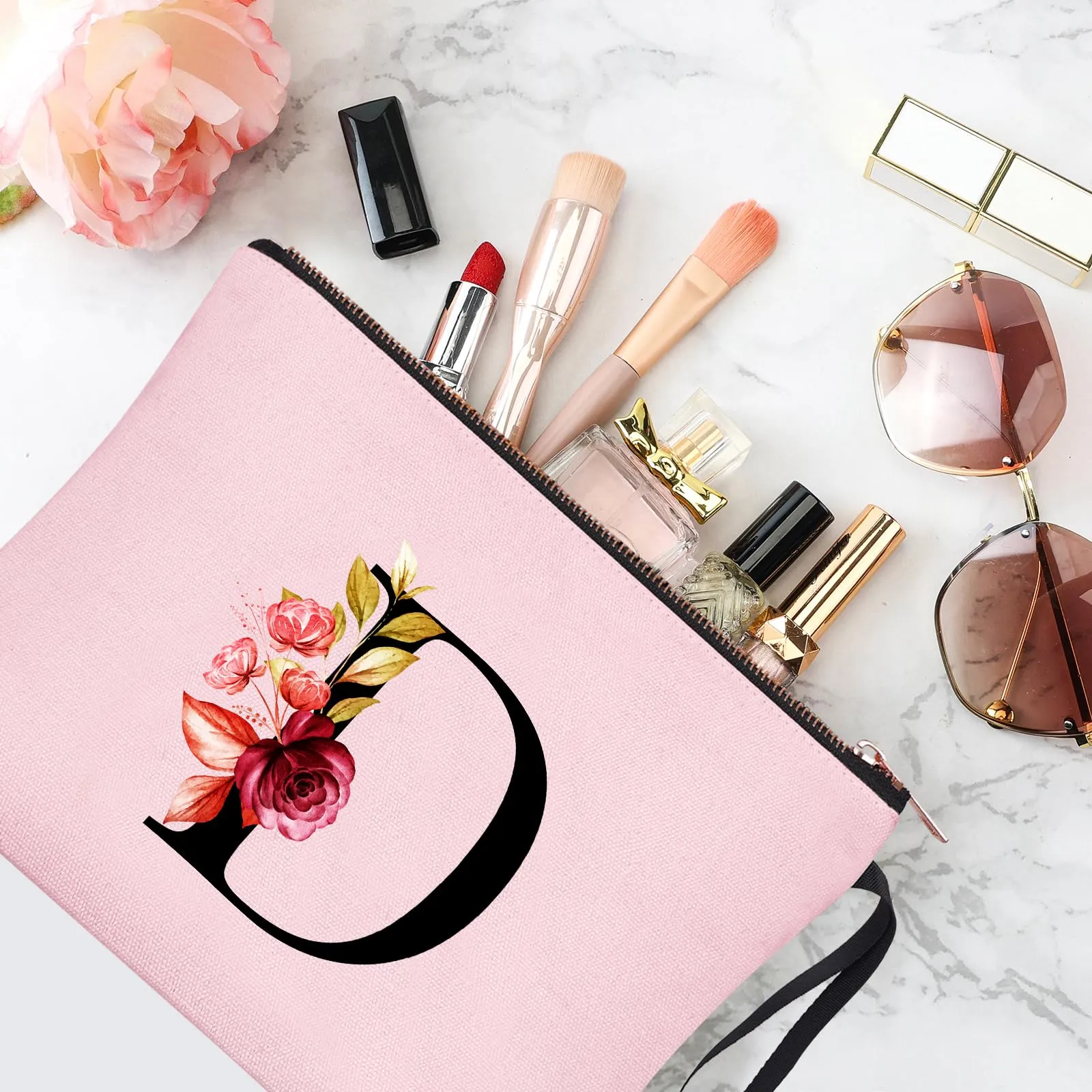 Vavabox Beauty Case con Iniziale Personalizzata (D, Rosa) - immagine 5