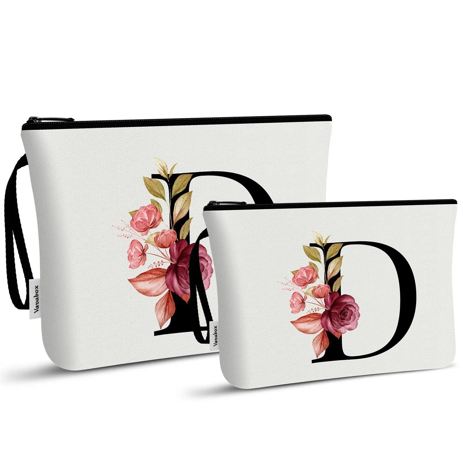 Vavabox Beauty Case con Iniziali Personalizzate (D, 02-Bianco 2 Pezzi) - immagine 1