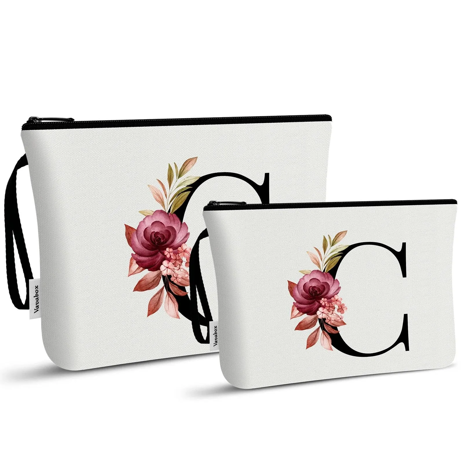 Vavabox Beauty Case con Iniziale Personalizzata C, Bianco, 2 Pezzi - immagine 1