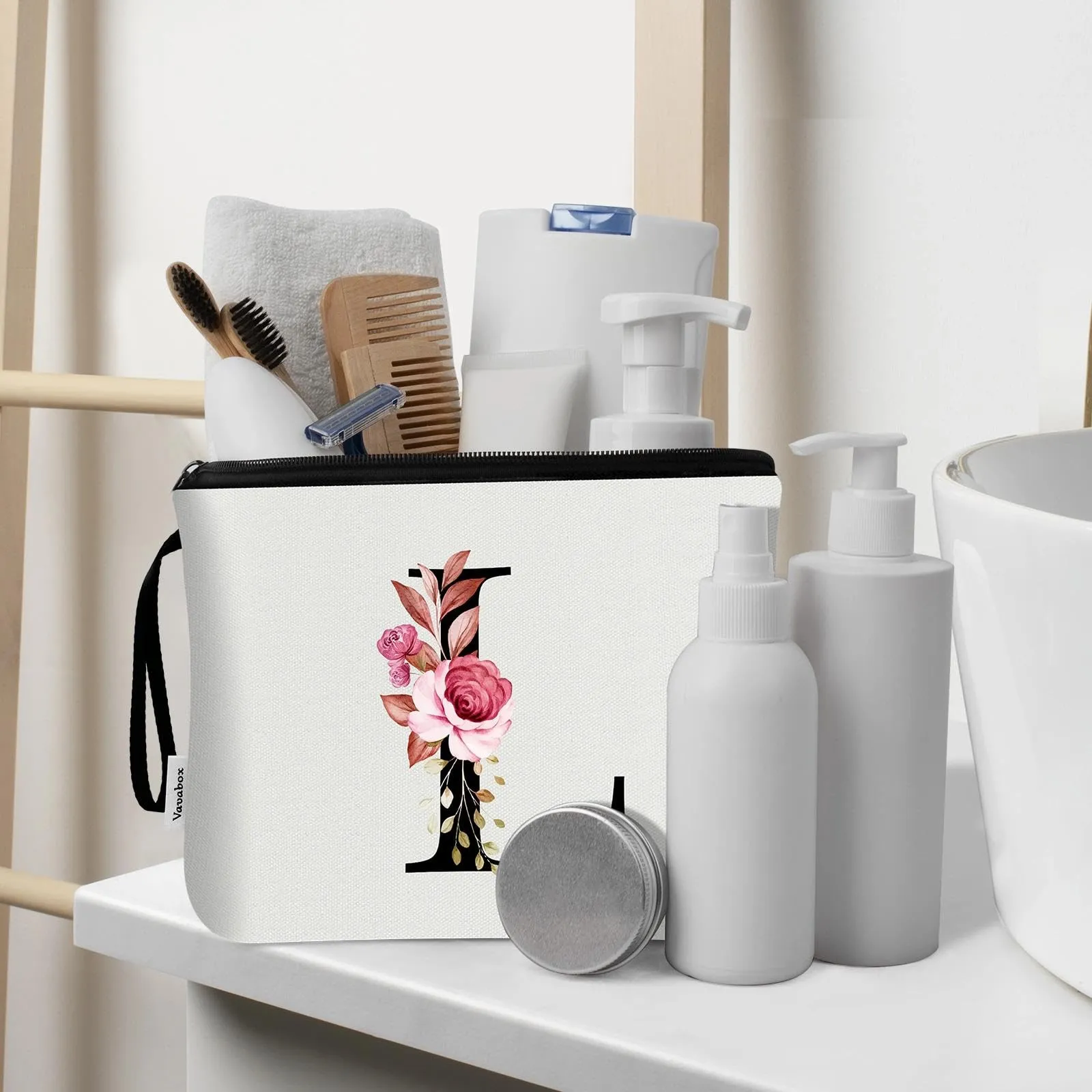 Vavabox Beauty Case con Iniziali Personalizzate, Bianco, 2 Pezzi (L) - immagine 5
