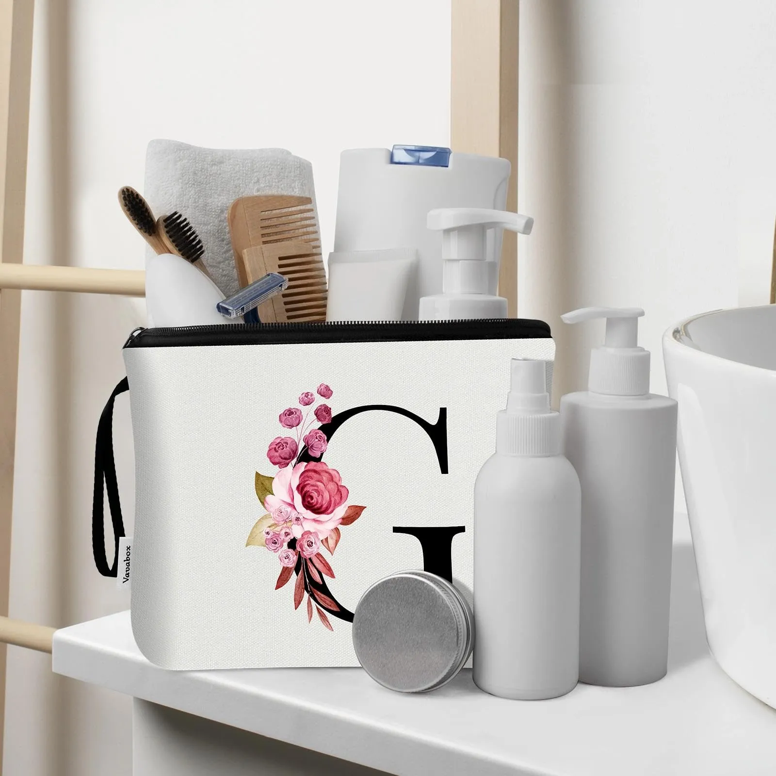 Vavabox Beauty Case con Iniziale Personalizzata G, Bianco, 2 Pezzi - immagine 5