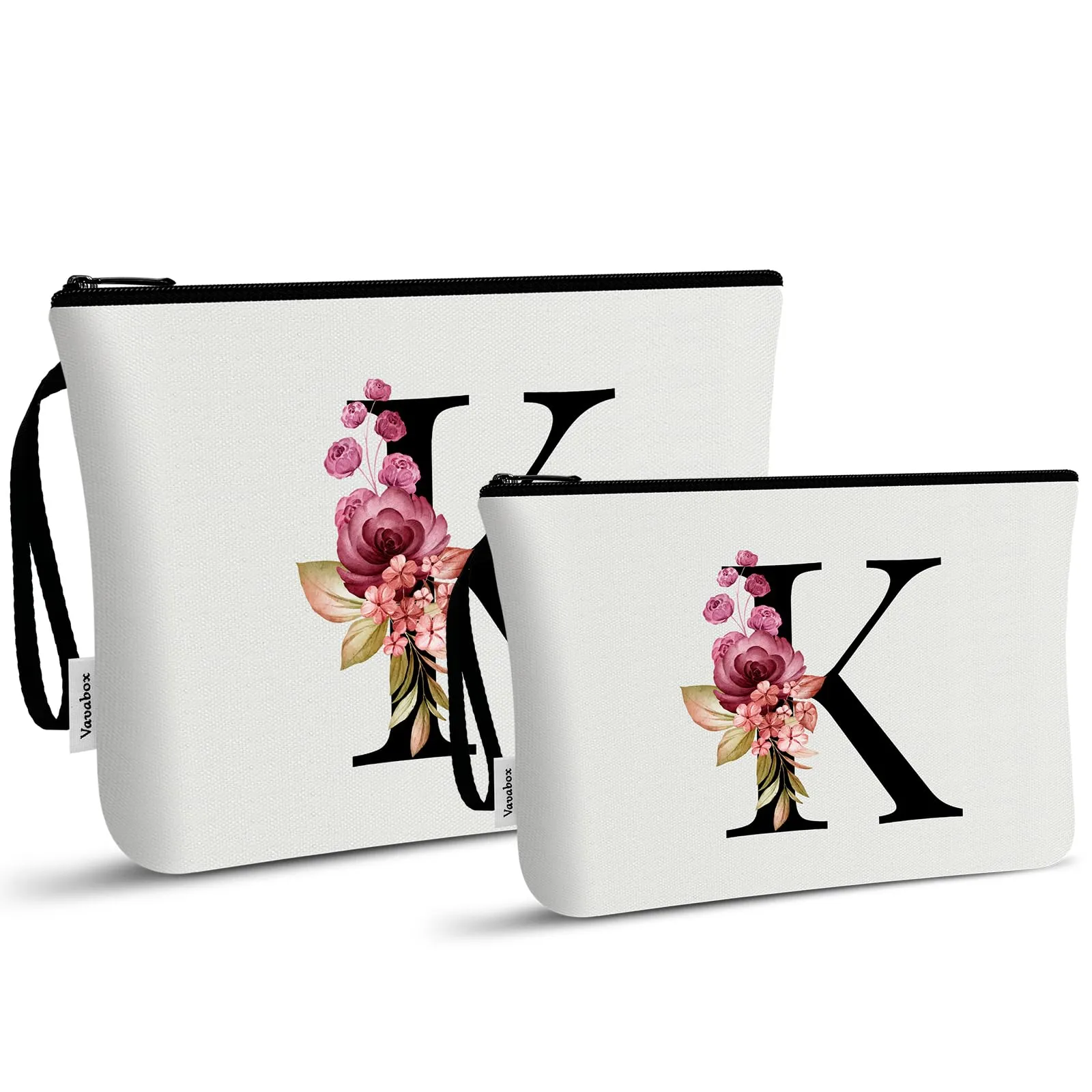 Vavabox Beauty Case con Iniziali Personalizzate (K, 02-Bianco 2 Pezzi) - immagine 2