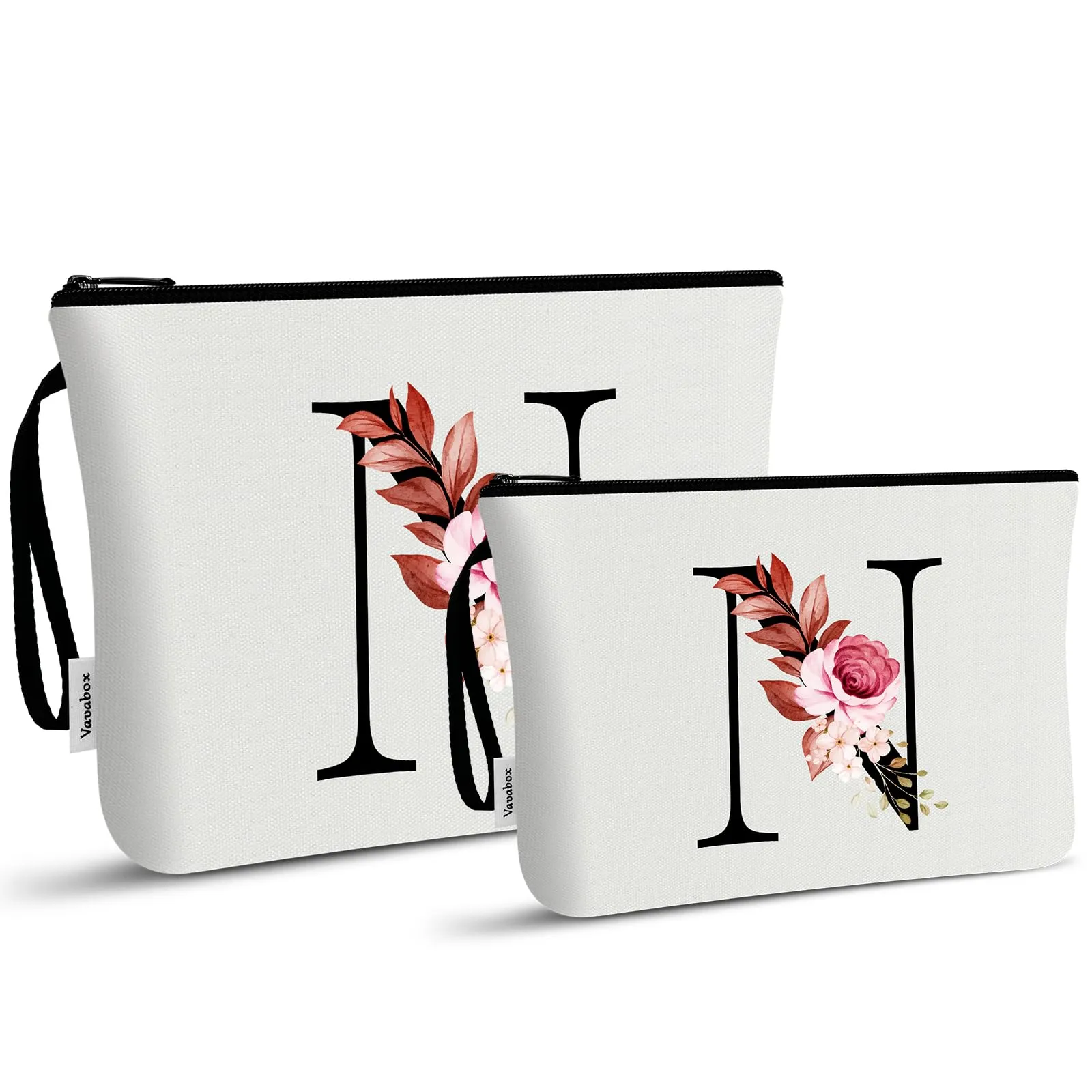 Vavabox Beauty Case con Iniziali Personalizzate (N, 02-Bianco 2 Pezzi) - immagine 1