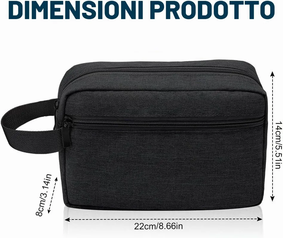 Aucuu Borsa da Toilette Impermeabile per Uomo e Donna, Beauty Case da Viaggio, Trousse per Barba e Kit Doppio - immagine 2