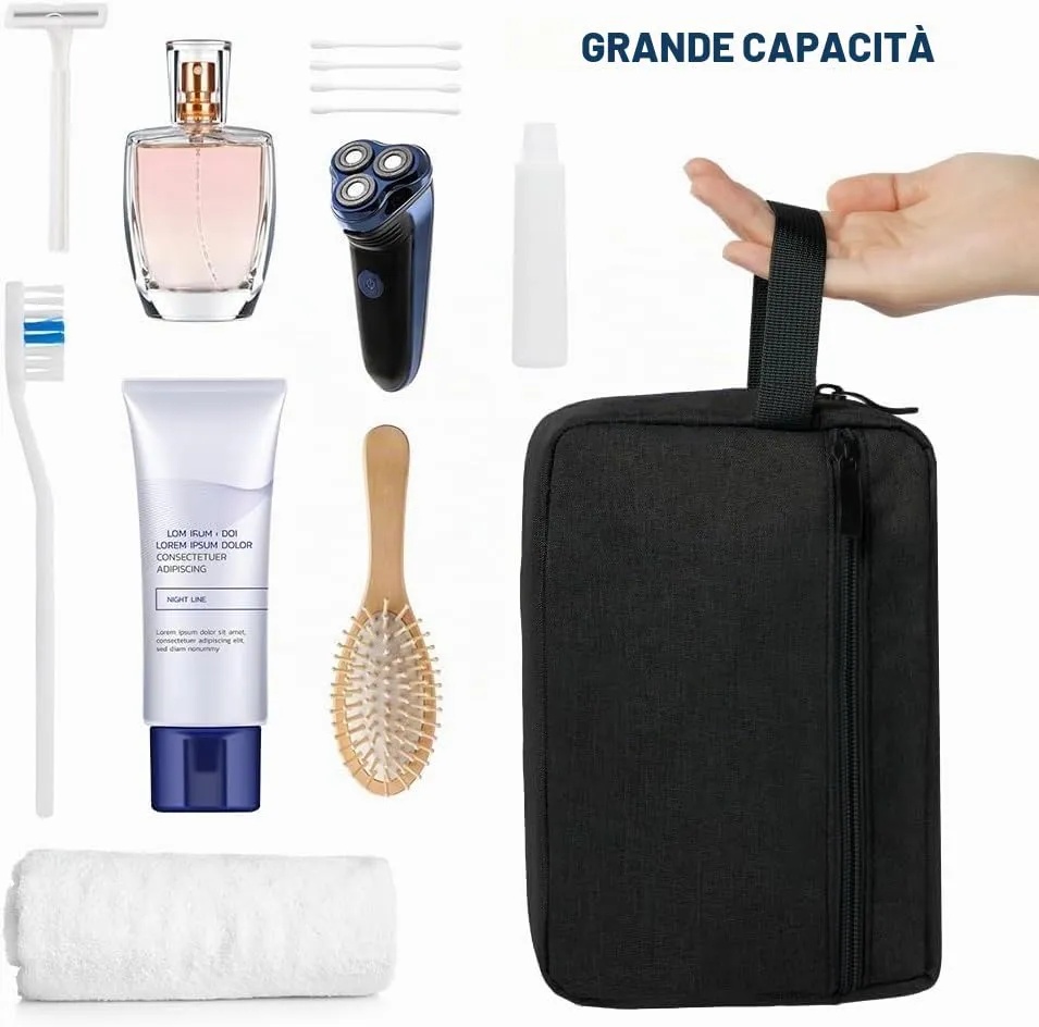 Aucuu Borsa da Toilette Impermeabile per Uomo e Donna, Beauty Case da Viaggio, Trousse per Barba e Kit Doppio - immagine 5