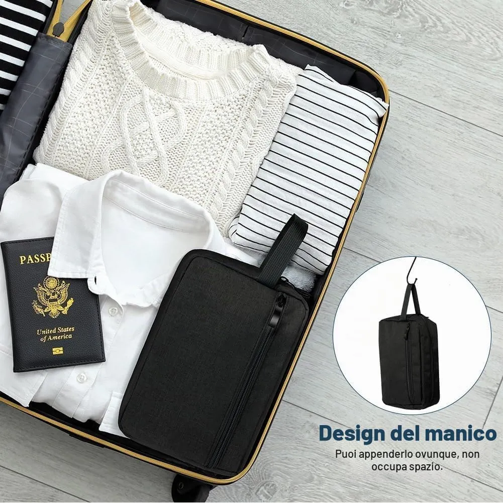 Aucuu Borsa da Toilette Impermeabile per Uomo e Donna, Beauty Case da Viaggio, Trousse per Barba e Kit Doppio - immagine 6