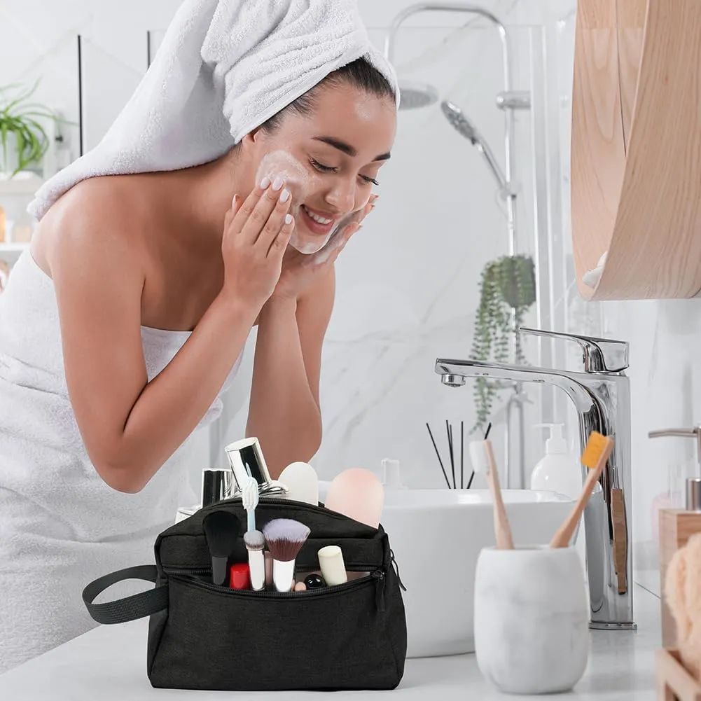 Aucuu Borsa da Toilette Impermeabile per Uomo e Donna, Beauty Case da Viaggio, Trousse per Barba e Kit Doppio - immagine 7