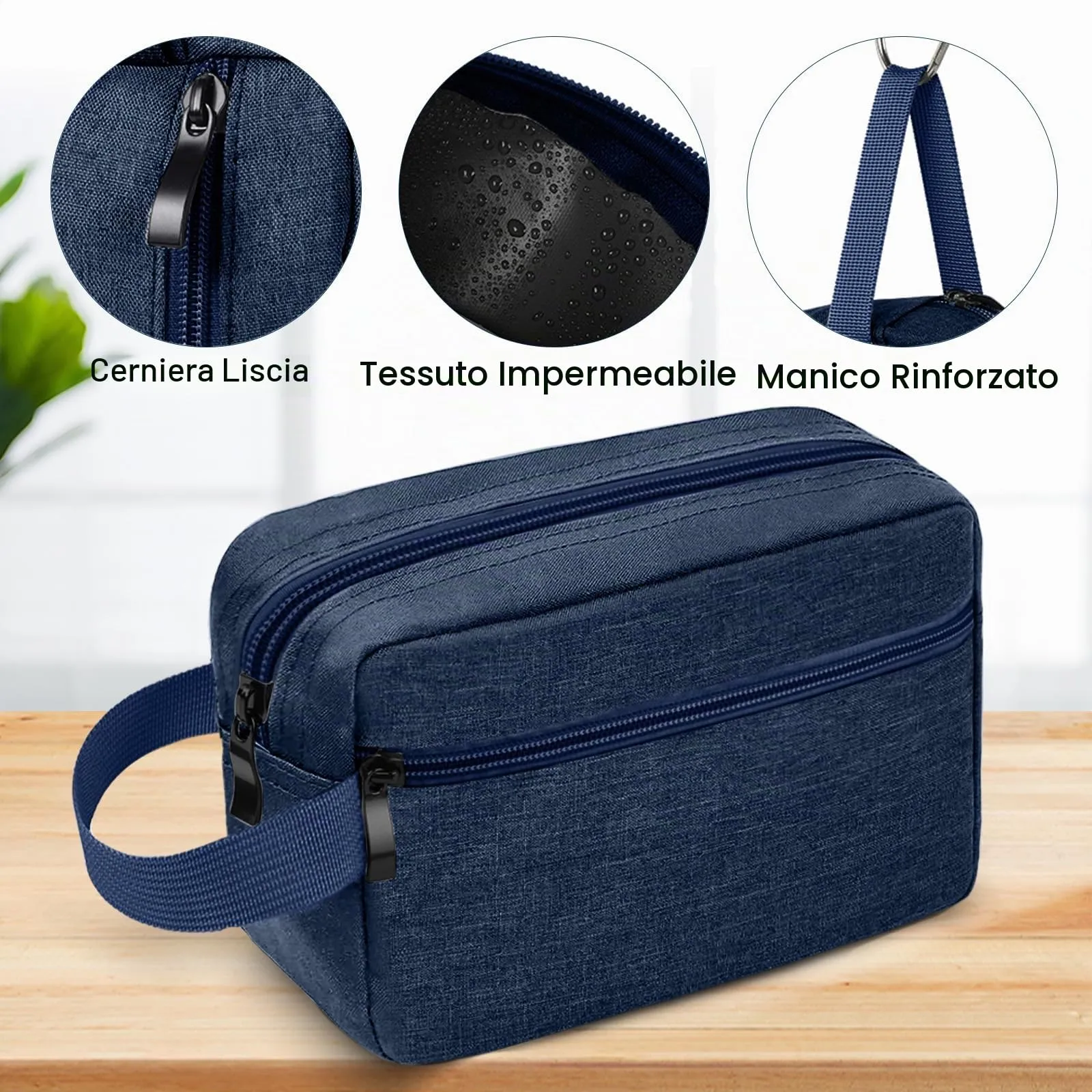 Aucuu Borsa da Toilette Grande per Uomo e Donna, Beauty Case da Viaggio Resistente all'Acqua, Trousse per Barba e Kit Doppio - immagine 4