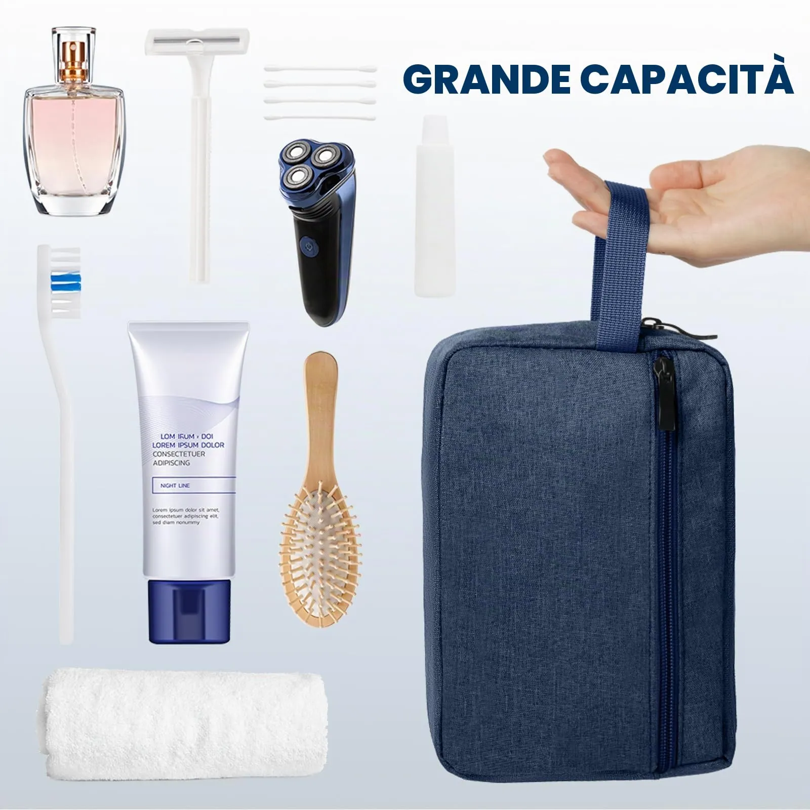 Aucuu Borsa da Toilette Grande per Uomo e Donna, Beauty Case da Viaggio Resistente all'Acqua, Trousse per Barba e Kit Doppio - immagine 5