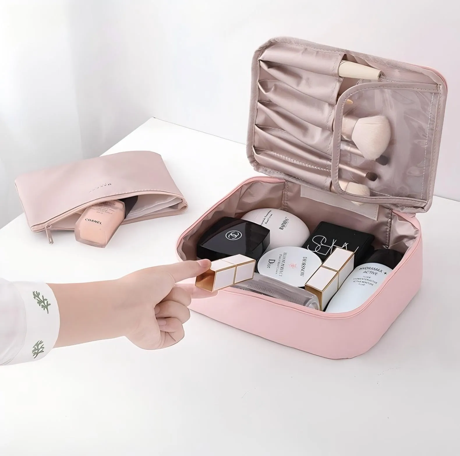 Anybird Borsa da Trucco Beauty Case da Viaggio Organizer per Cosmetici, Pink - immagine 4