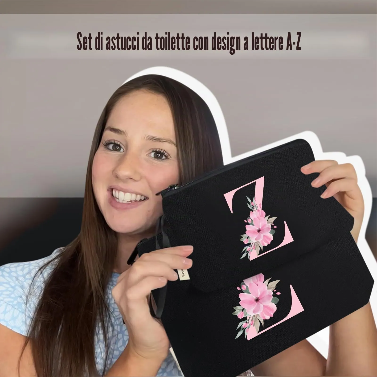 Vavabox Beauty Case con Iniziali Personalizzate Z, Nero 2 Pezzi - immagine 6