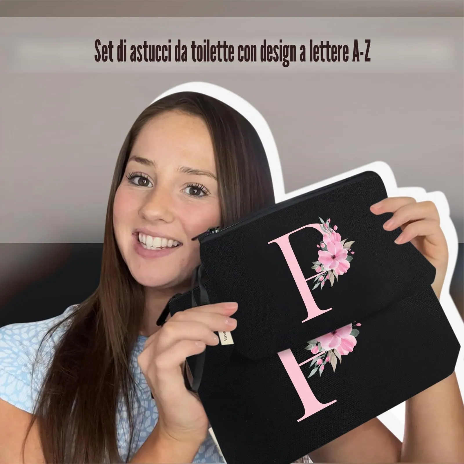 Vavabox Beauty Case con Iniziali Personalizzate, Nero, 2 Pezzi - immagine 6