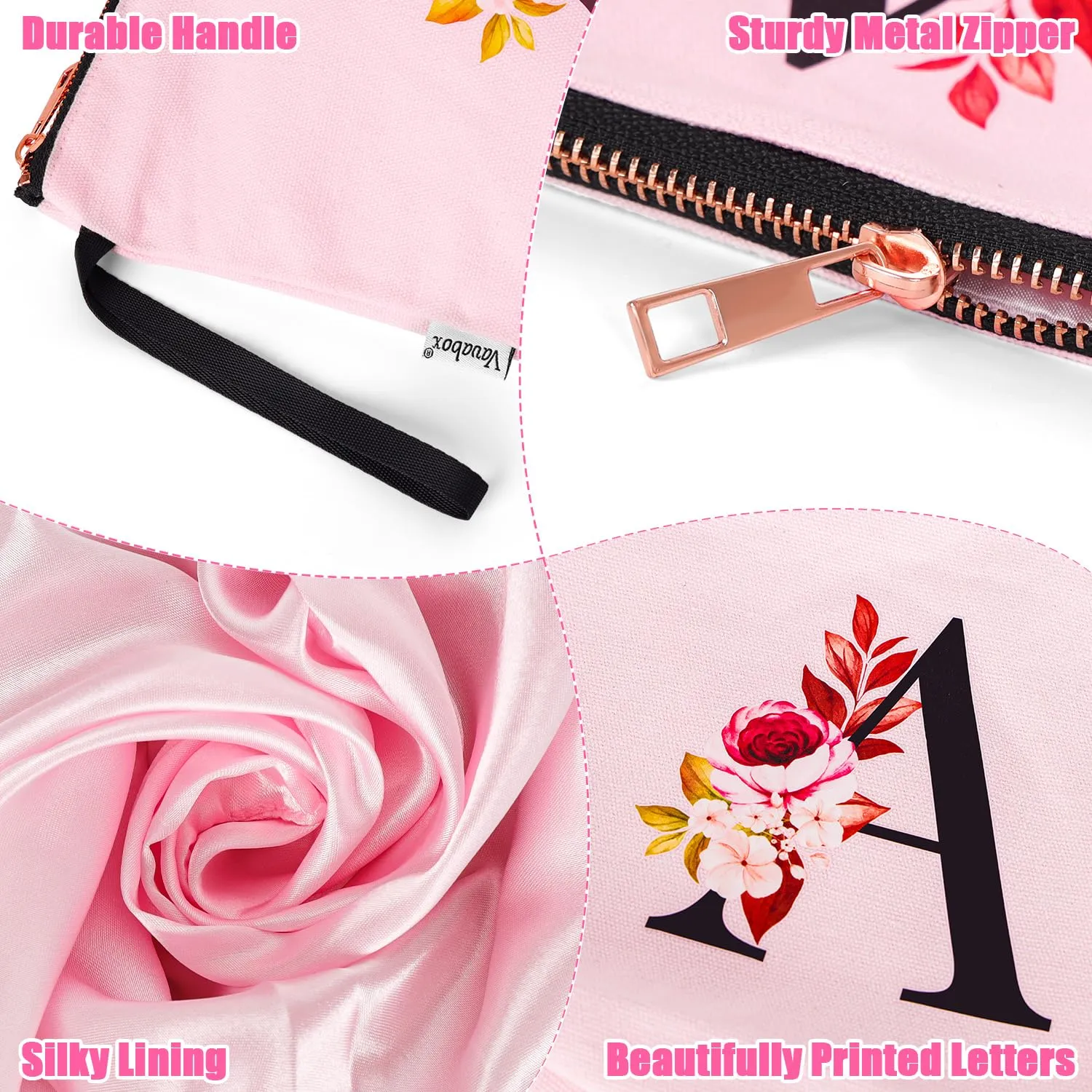 Vavabox Beauty Case con Iniziali Personalizzate, Rosa, S - immagine 3