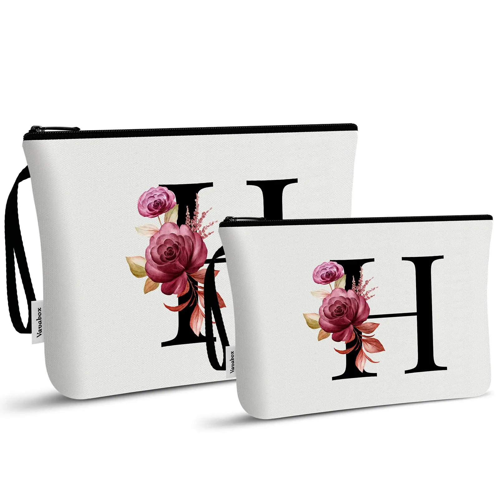 Vavabox Beauty Case con Iniziali Personalizzate (H, 02-Bianco 2 Pezzi) - immagine 2