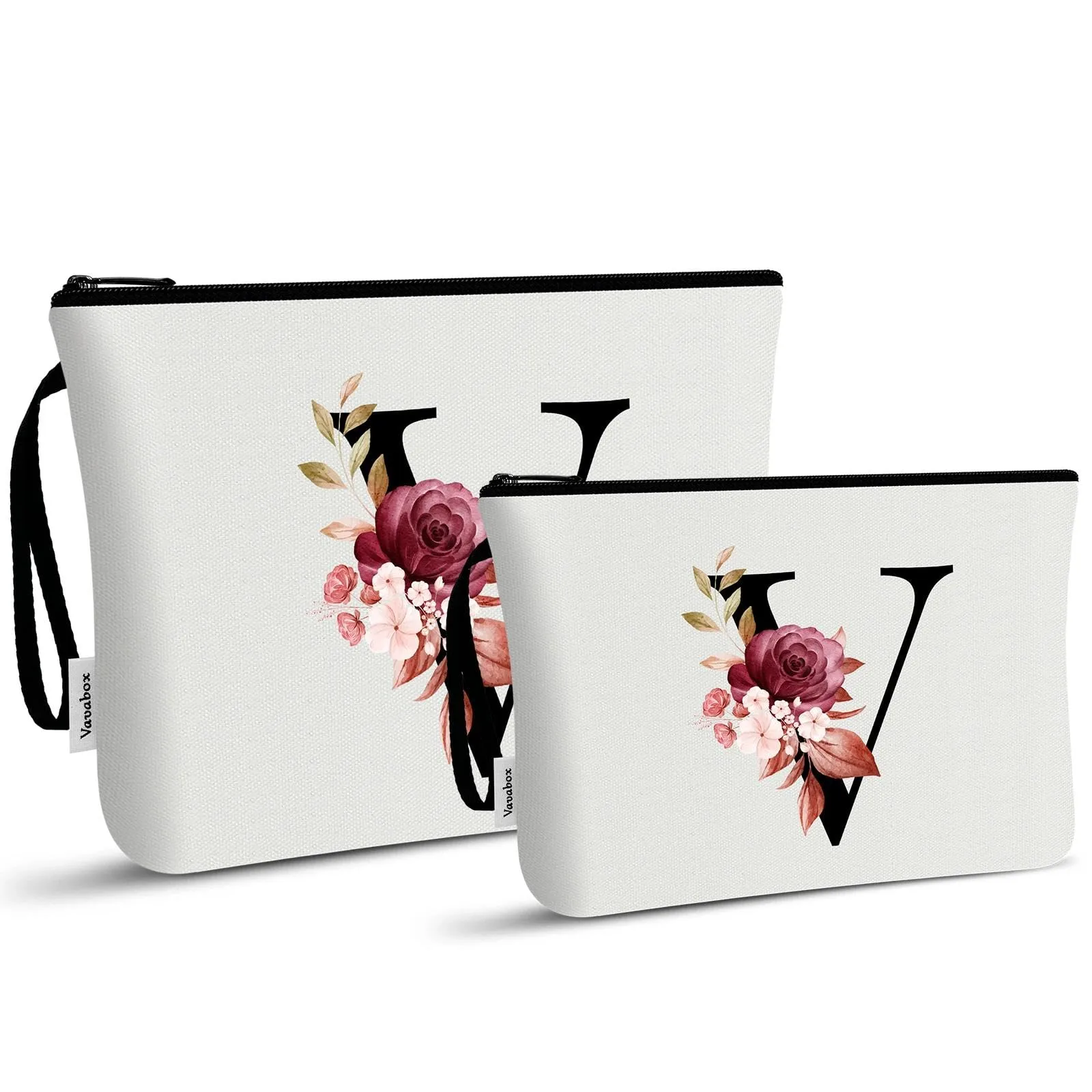 Vavabox Beauty Case con Iniziali Personalizzate (V, 02-Bianco 2 Pezzi) - immagine 1