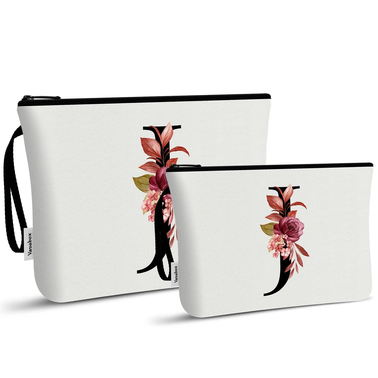 Vavabox Beauty Case con Iniziali Personalizzate (J, 02-Bianco 2 Pezzi) - immagine 1