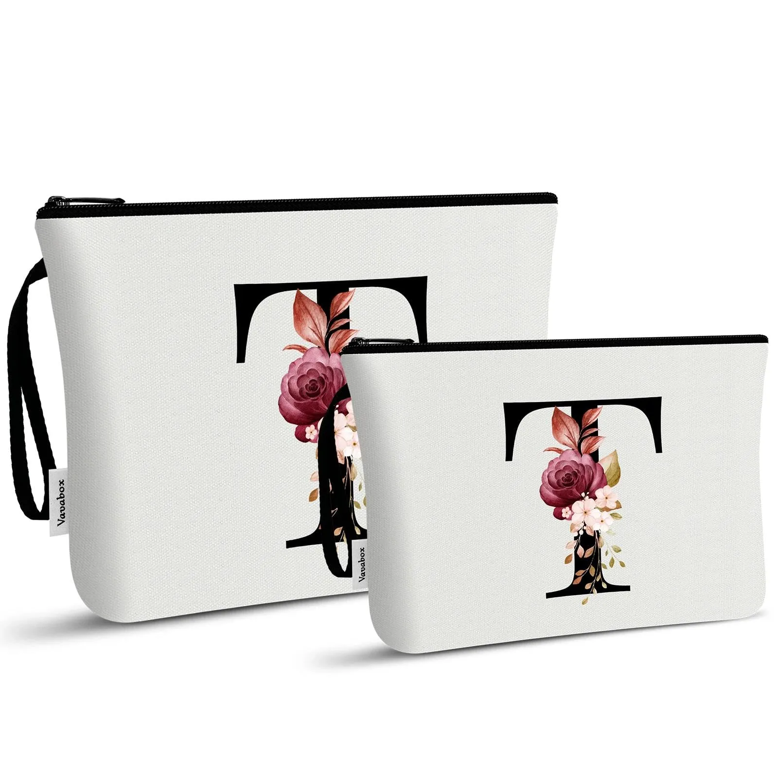 Vavabox Beauty Case con Iniziali Personalizzate T, Bianco 2 Pezzi - immagine 1