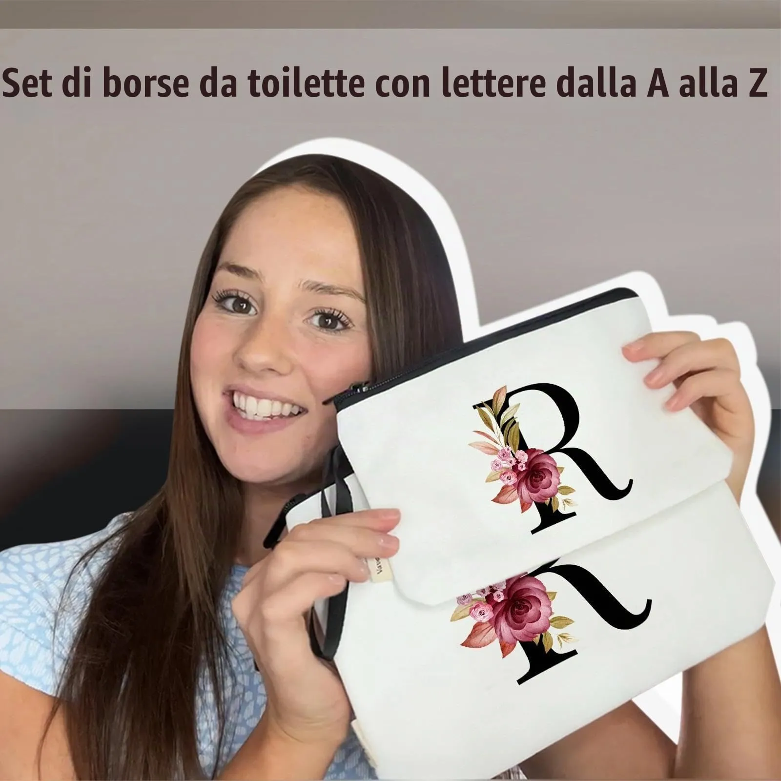 Vavabox Beauty Case con Iniziali Personalizzate, Bianco, 2 Pezzi - immagine 2