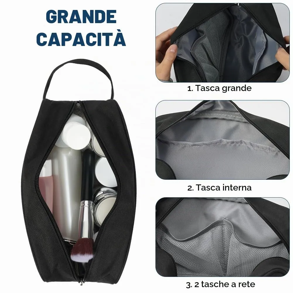 Aucuu Borsa da Toilette Beauty Case da Viaggio Resistente all'Acqua per Uomo e Donna - immagine 3