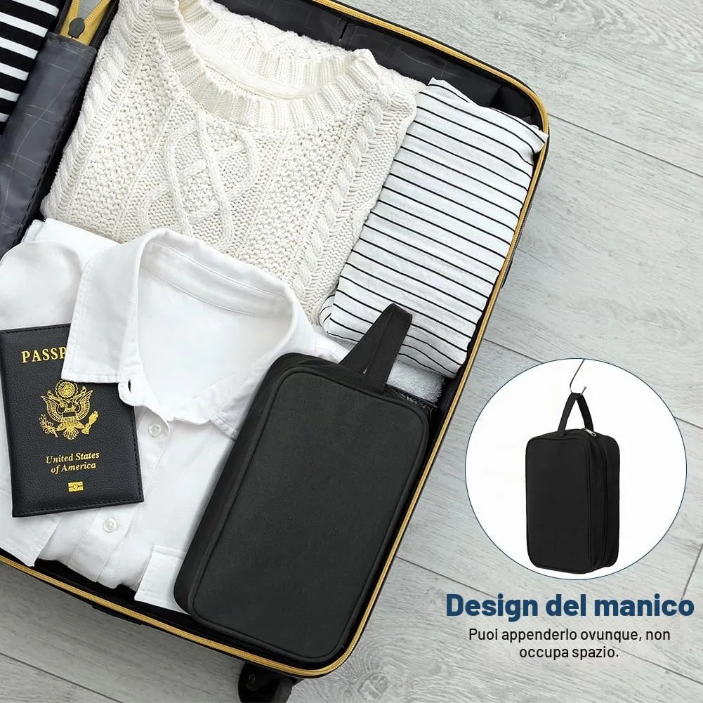 Aucuu Borsa da Toilette Beauty Case da Viaggio Resistente all'Acqua per Uomo e Donna - immagine 6