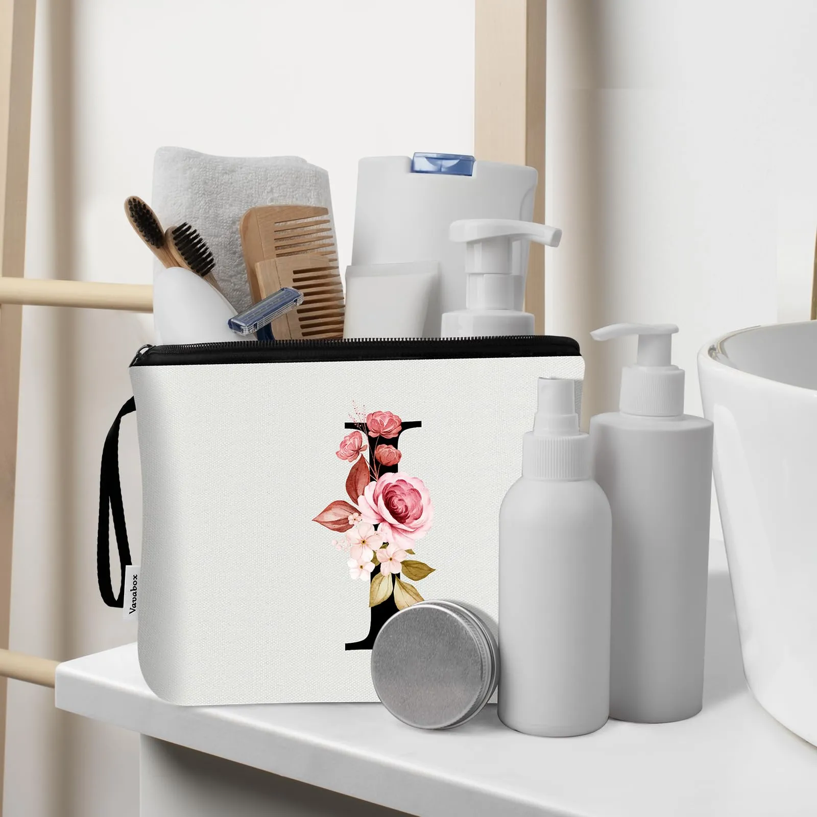 Vavabox Beauty Case con Iniziali Personalizzate (I, 02-Bianco 2 Pezzi) - immagine 4