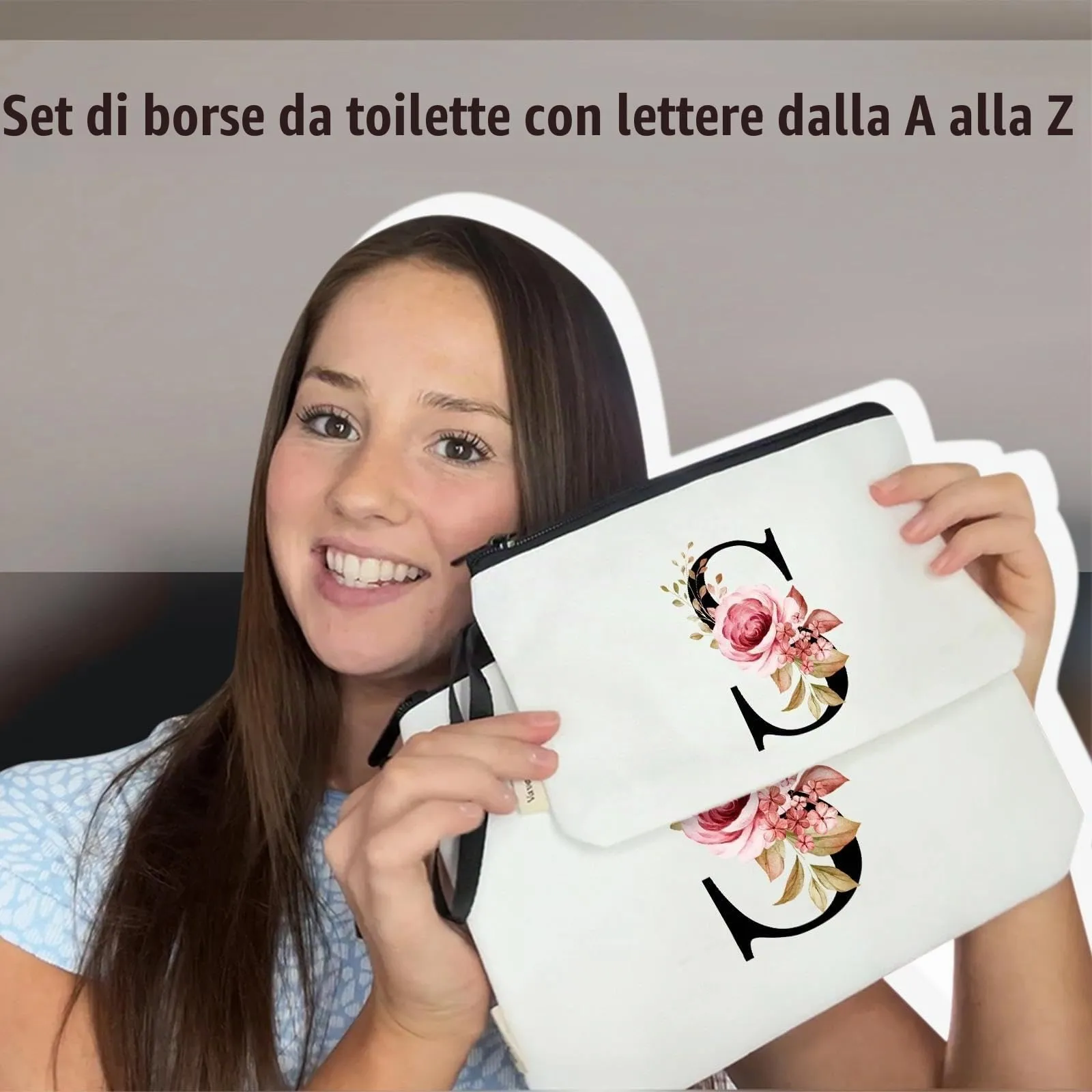 Vavabox Beauty Case con Iniziali Personalizzate, Bianco, 2 Pezzi - immagine 2