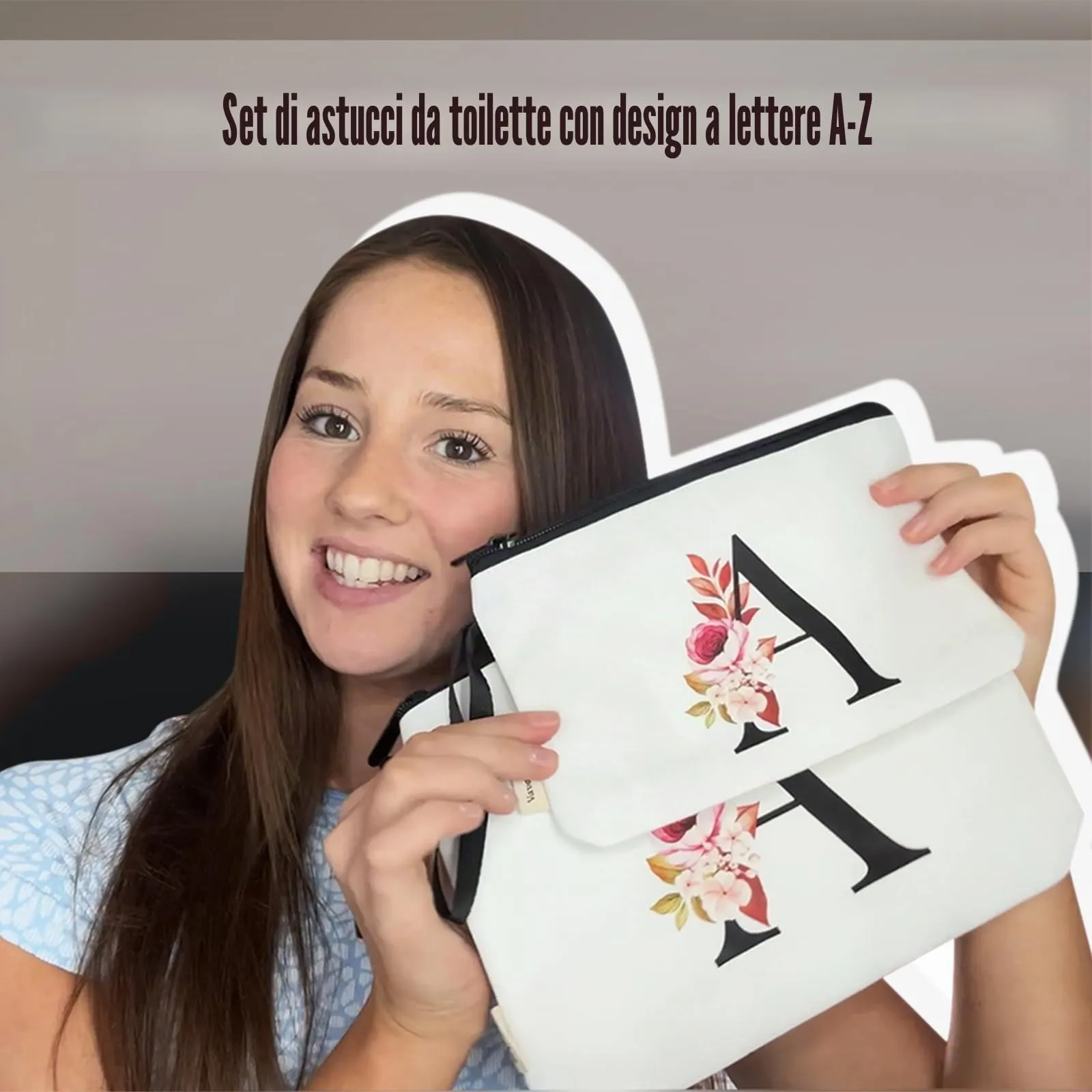 Vavabox Beauty Case con Iniziali Personalizzate, Bianco, 2 Pezzi - immagine 2
