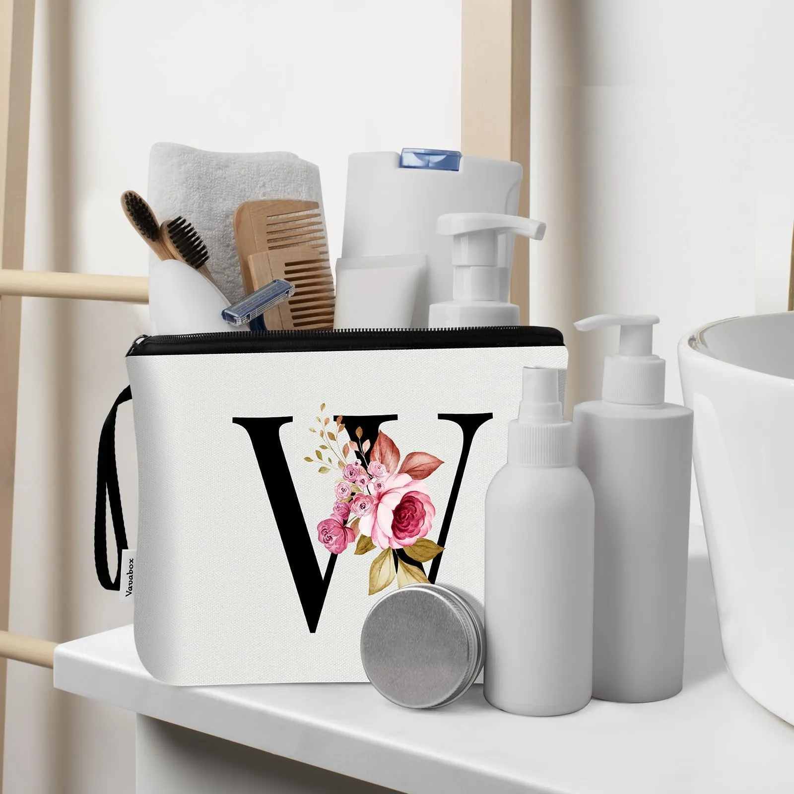 Vavabox Beauty Case con Iniziali Personalizzate, Bianco, 2 Pezzi - immagine 5