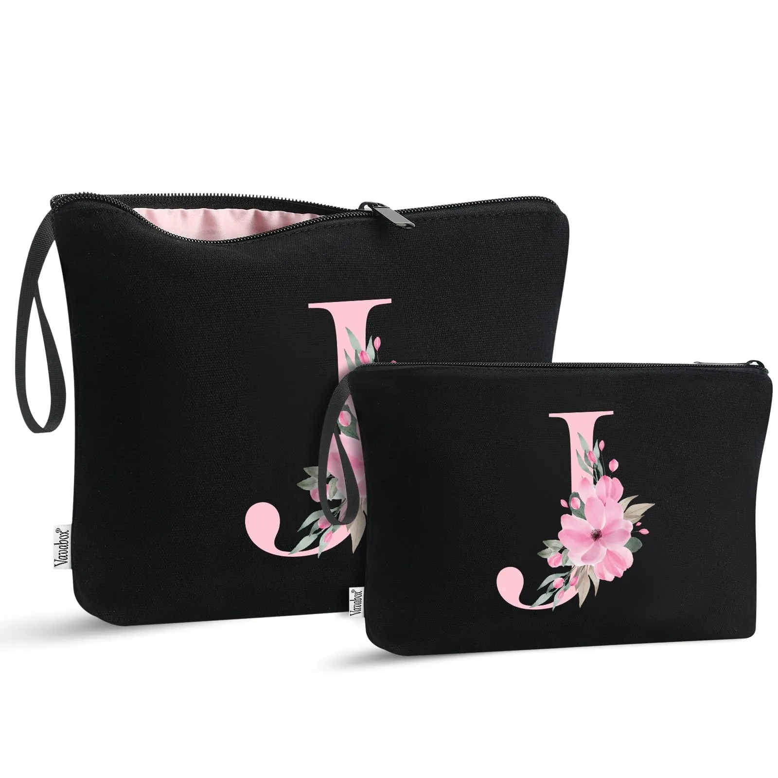 Vavabox Beauty Case con Iniziale Personalizzata J, Nero, 2 Pezzi - immagine 1