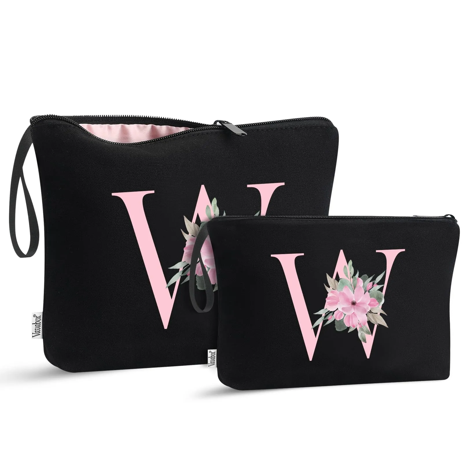 Vavabox Beauty Case con Iniziali Personalizzate (W, 03-Nero 2 Pezzi) - immagine 1