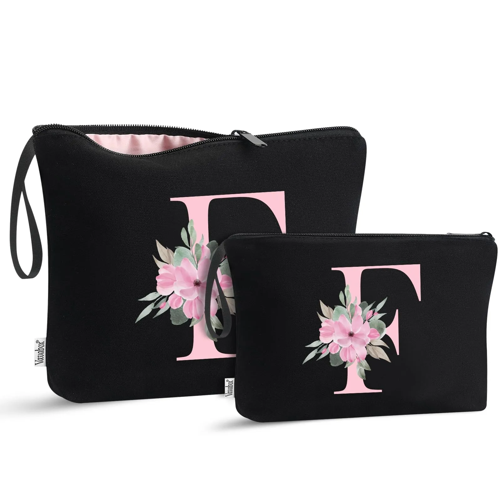 Vavabox Beauty Case con Iniziali Personalizzate (F, 03-Nero 2 Pezzi) - immagine 1