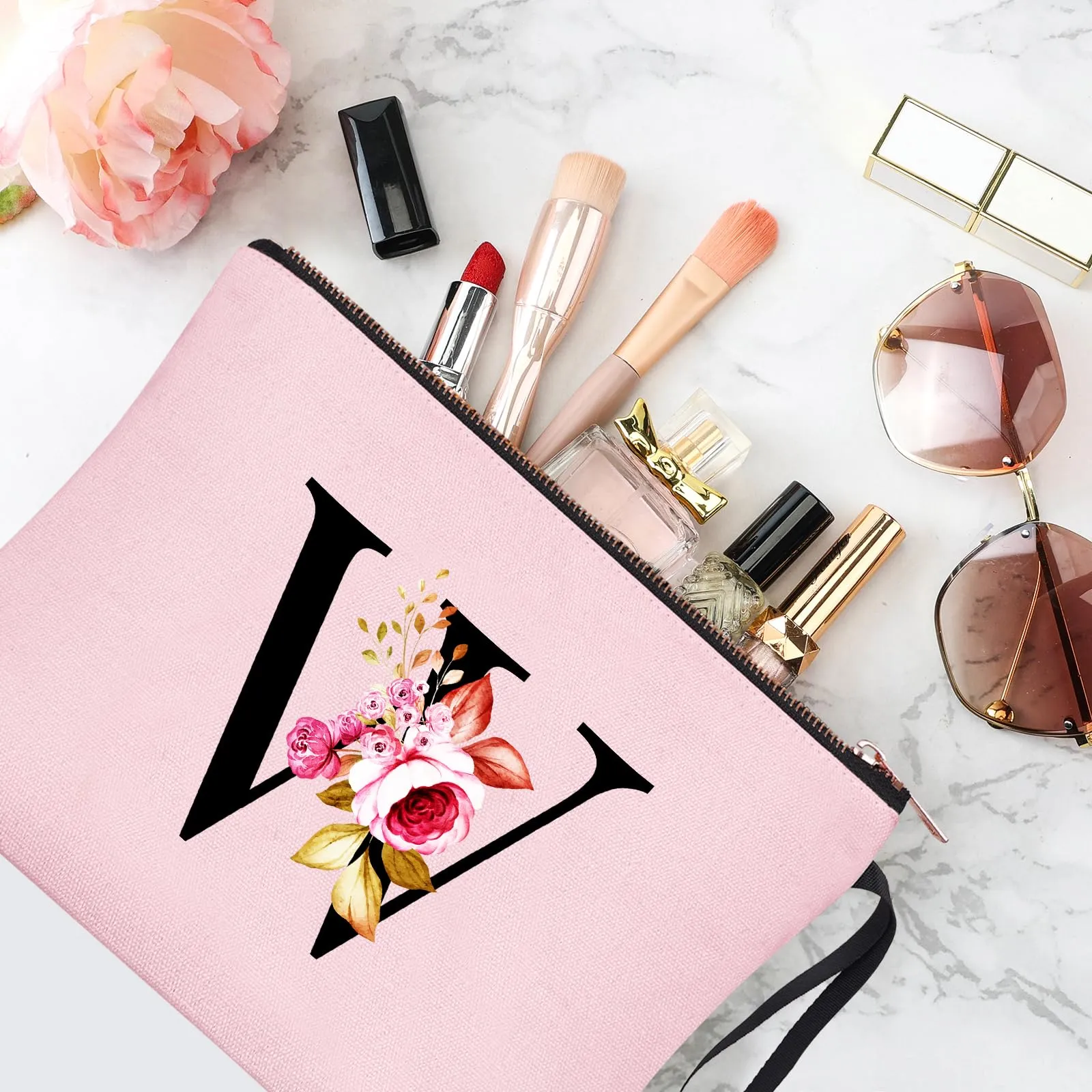 Vavabox Beauty Case con Iniziale Personalizzata W, Rosa - immagine 5