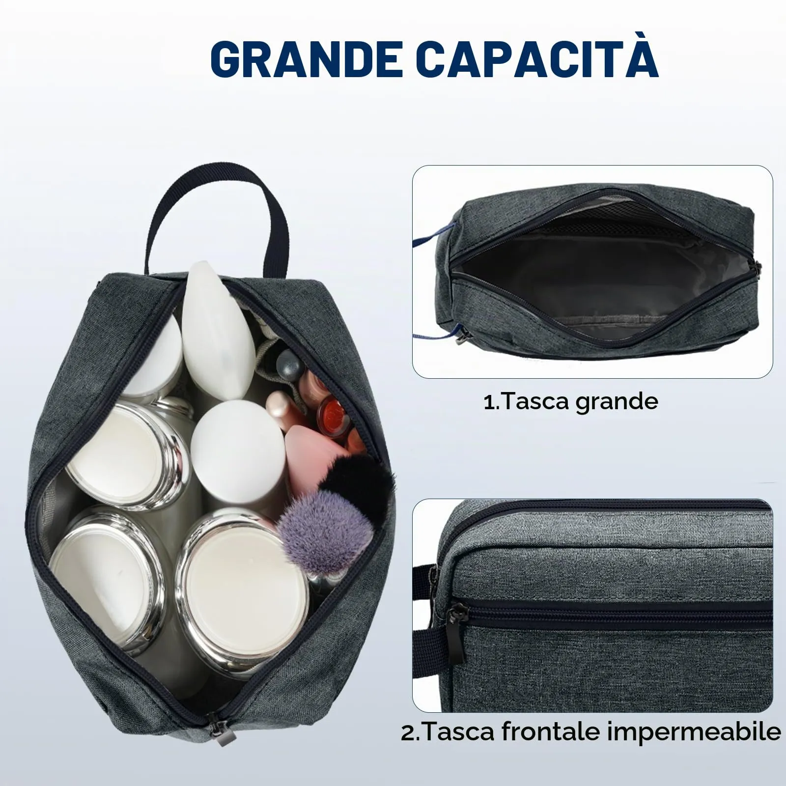 Aucuu Borsa da Toilette Grande per Uomo e Donna, Beauty Case da Viaggio Impermeabile per Barba e Accessori - immagine 3