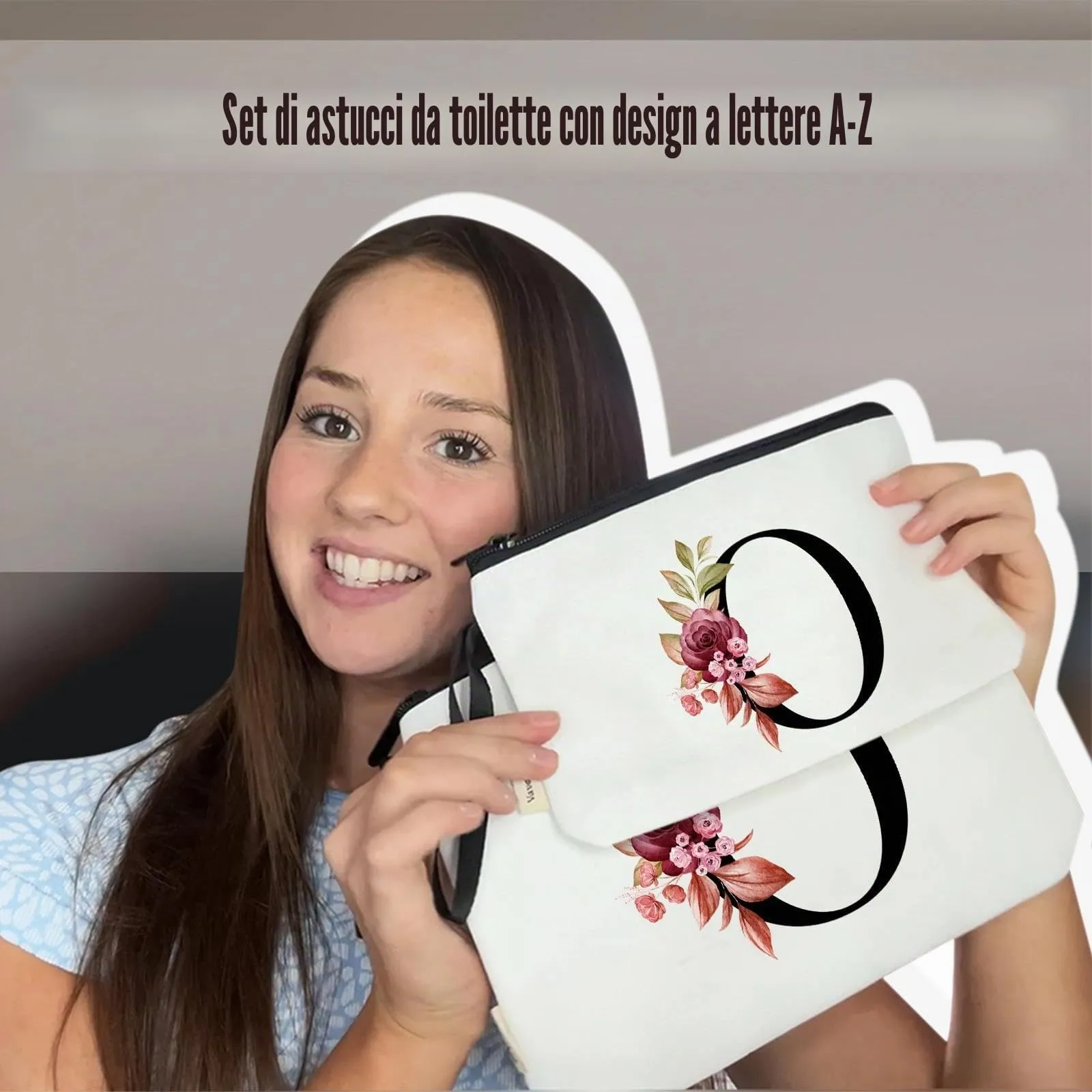 Vavabox Beauty Case con Iniziali Personalizzate, Bianco, 2 Pezzi - immagine 2