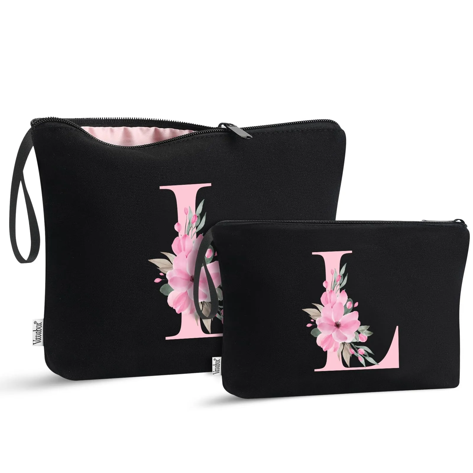 Vavabox Beauty Case con Iniziali Personalizzate, Nero, Taglia L, 2 Pezzi - immagine 1
