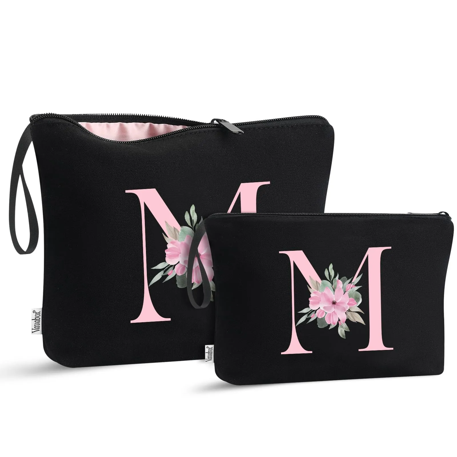 Vavabox Beauty Case con Iniziali Personalizzate, Nero, M, 2 Pezzi - immagine 1