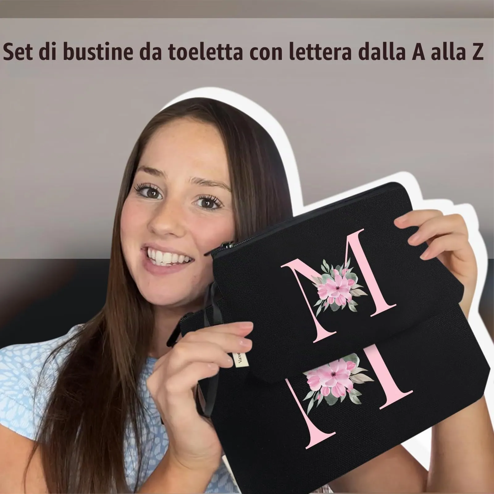 Vavabox Beauty Case con Iniziali Personalizzate, Nero, M, 2 Pezzi - immagine 6