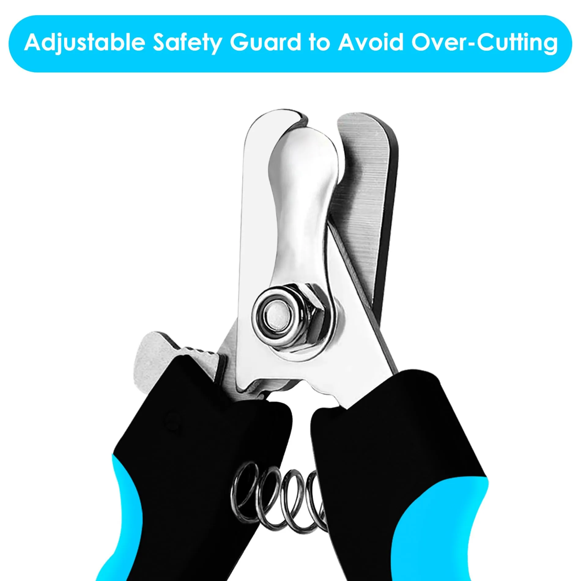 Candure Tagliaunghie per Cane e Gatto in Acciaio Inossidabile con Guardia di Protezione, Blu, Medio-Grande - immagine 3