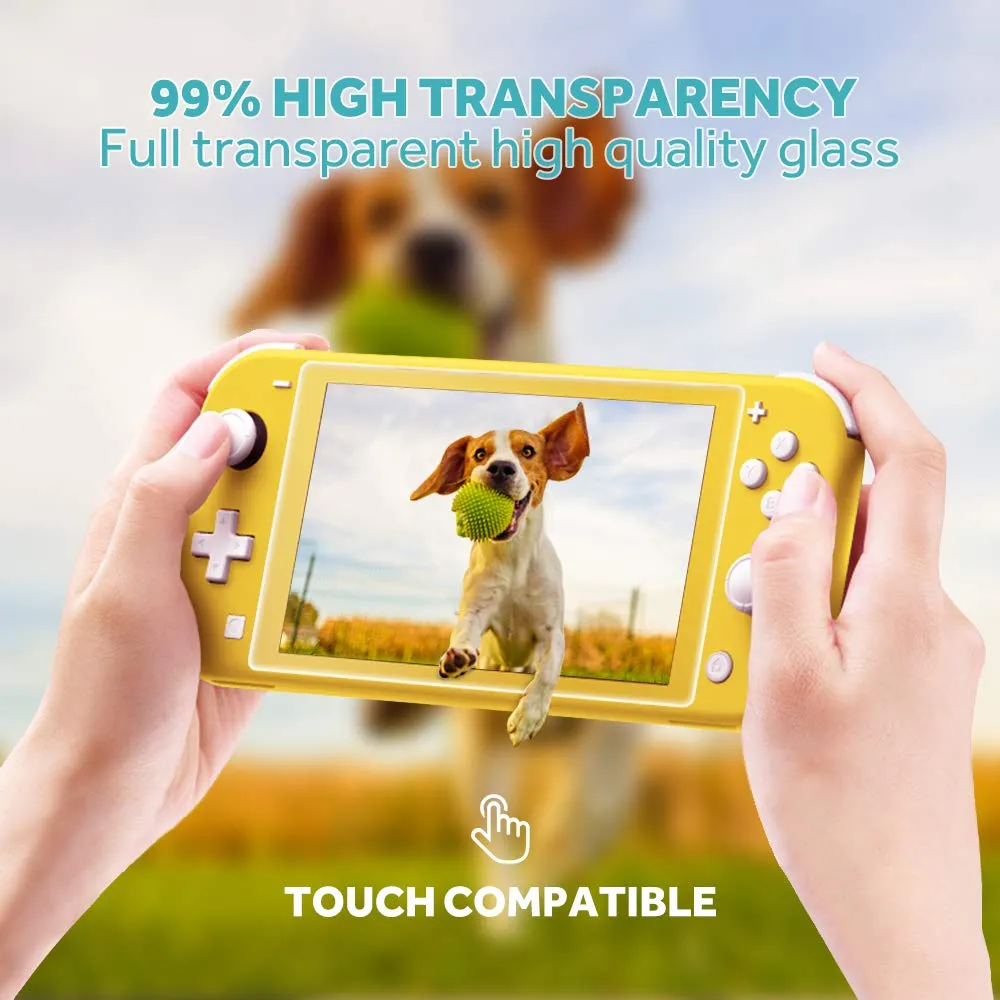 GeeRic 8-in-1 Kit Compatibile per Switch Lite, 2 Vetri Temperati, Cover, 4 Thumb Grips e Borsa Accessori - Giallo - immagine 6