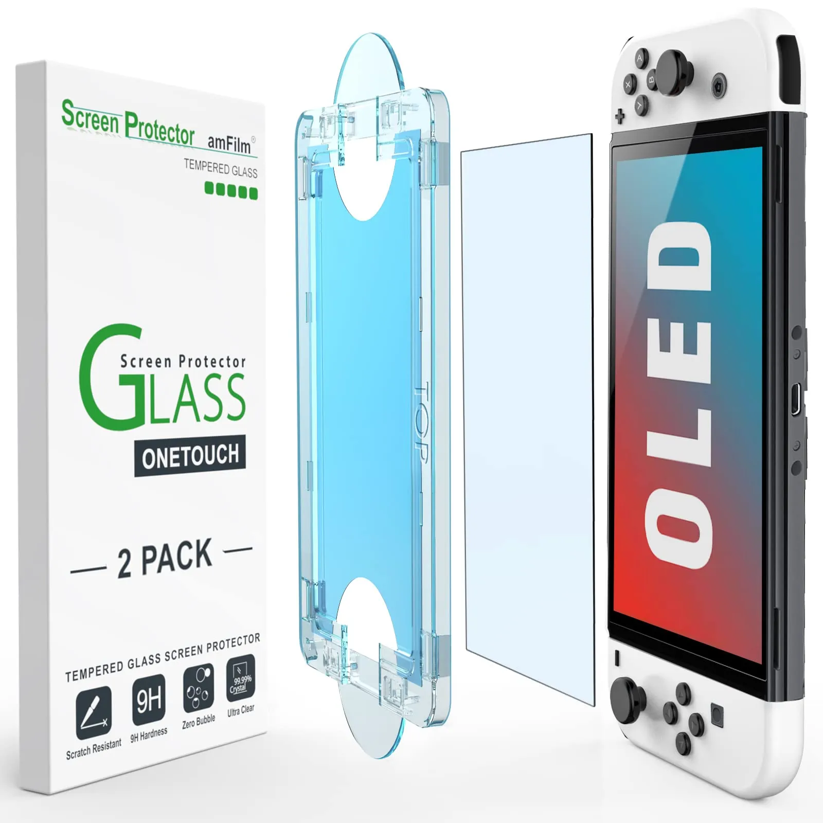 amFilm OneTouch Vetro Temperato per Nintendo Switch OLED - immagine 1