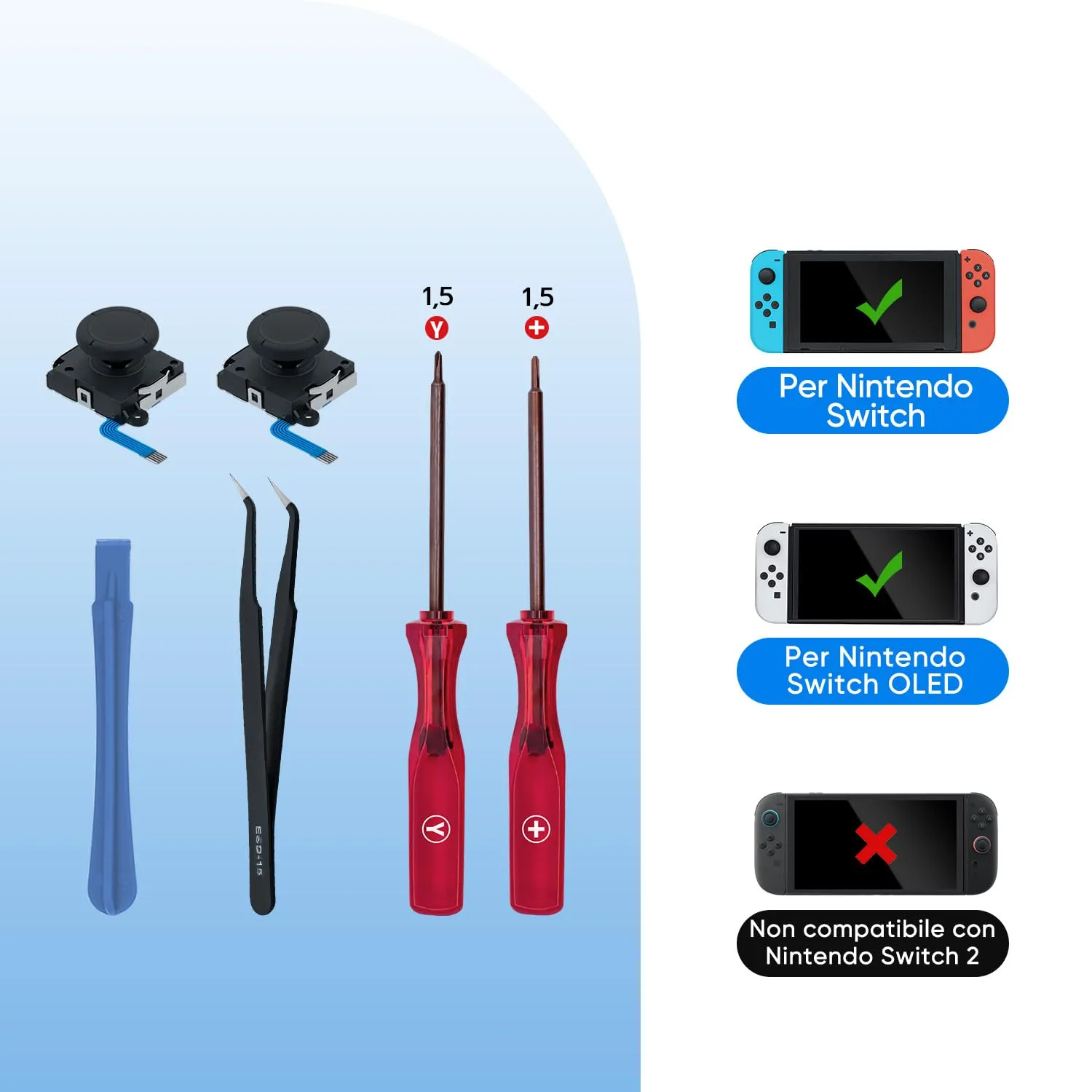 Wigearss Kit di Sostituzione Joystick Analogico e Strumenti di Riparazione per Nintendo Switch, Switch OLED e Switch Lite - immagine 3