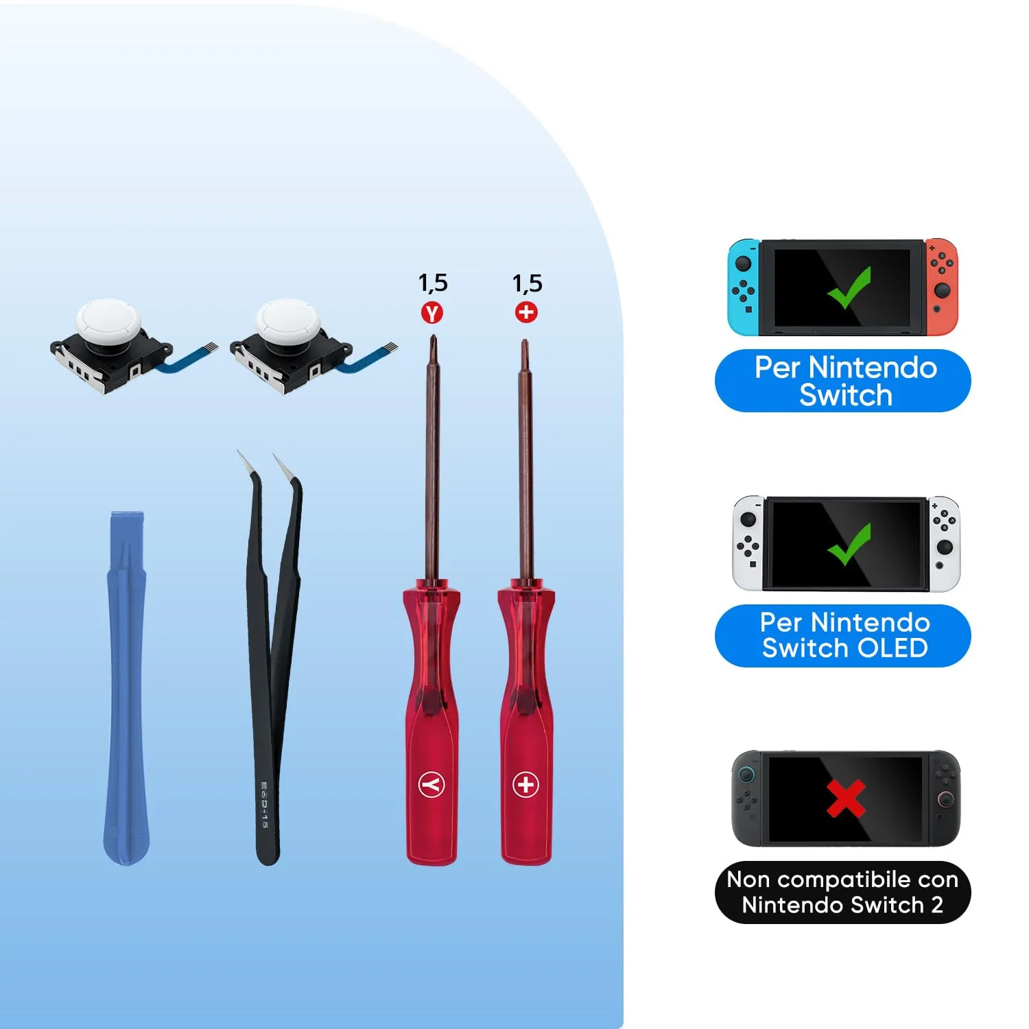 Wigearss Kit Sostituzione Joystick Analogico e Strumenti di Riparazione per Nintendo Switch, Switch OLED Joy-Con e Switch Lite - immagine 2