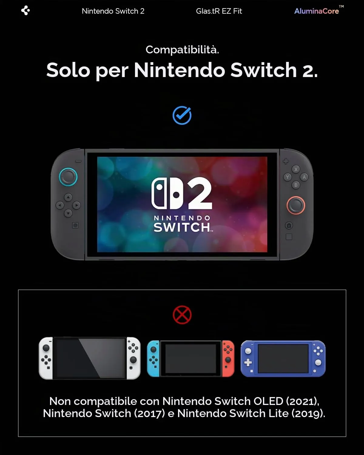 Spigen EZ Fit Vetro Temperato per Nintendo Switch 2 (2025), 2 Pezzi - immagine 2
