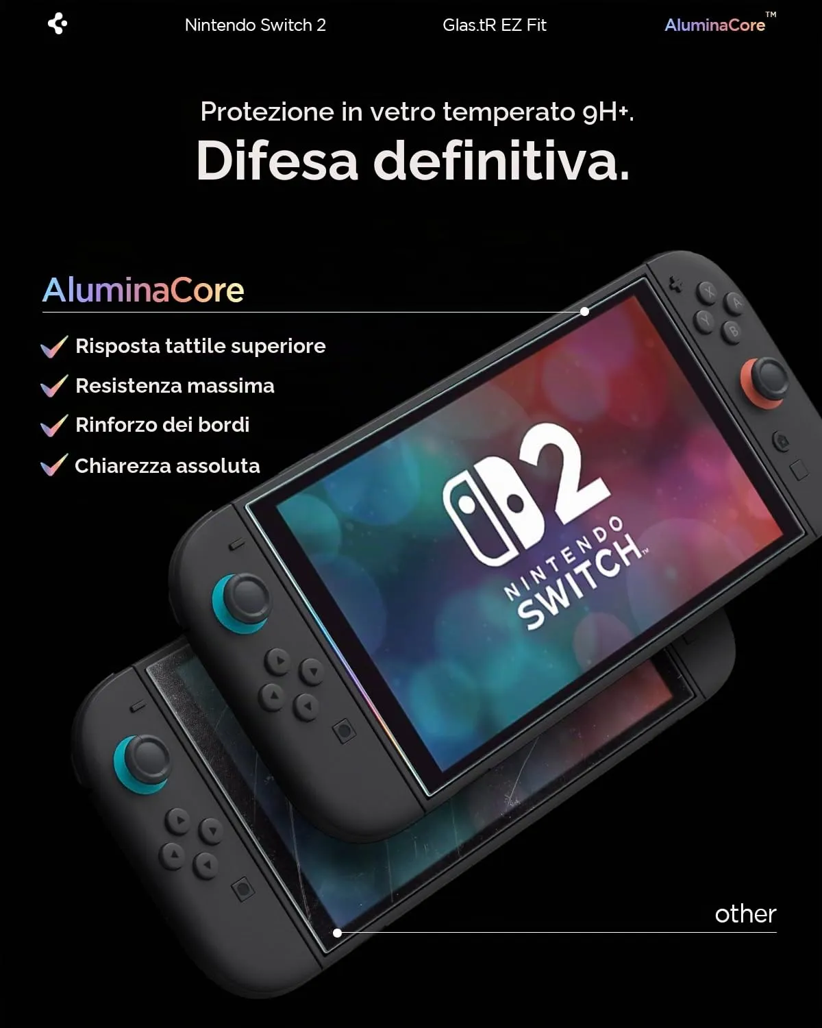 Spigen EZ Fit Vetro Temperato per Nintendo Switch 2 (2025), 2 Pezzi - immagine 4