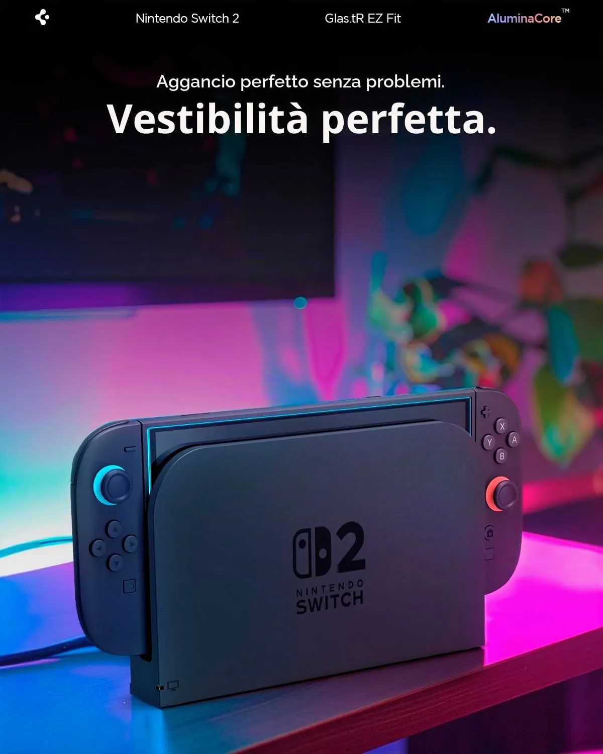 Spigen EZ Fit Vetro Temperato per Nintendo Switch 2 (2025), 2 Pezzi - immagine 6