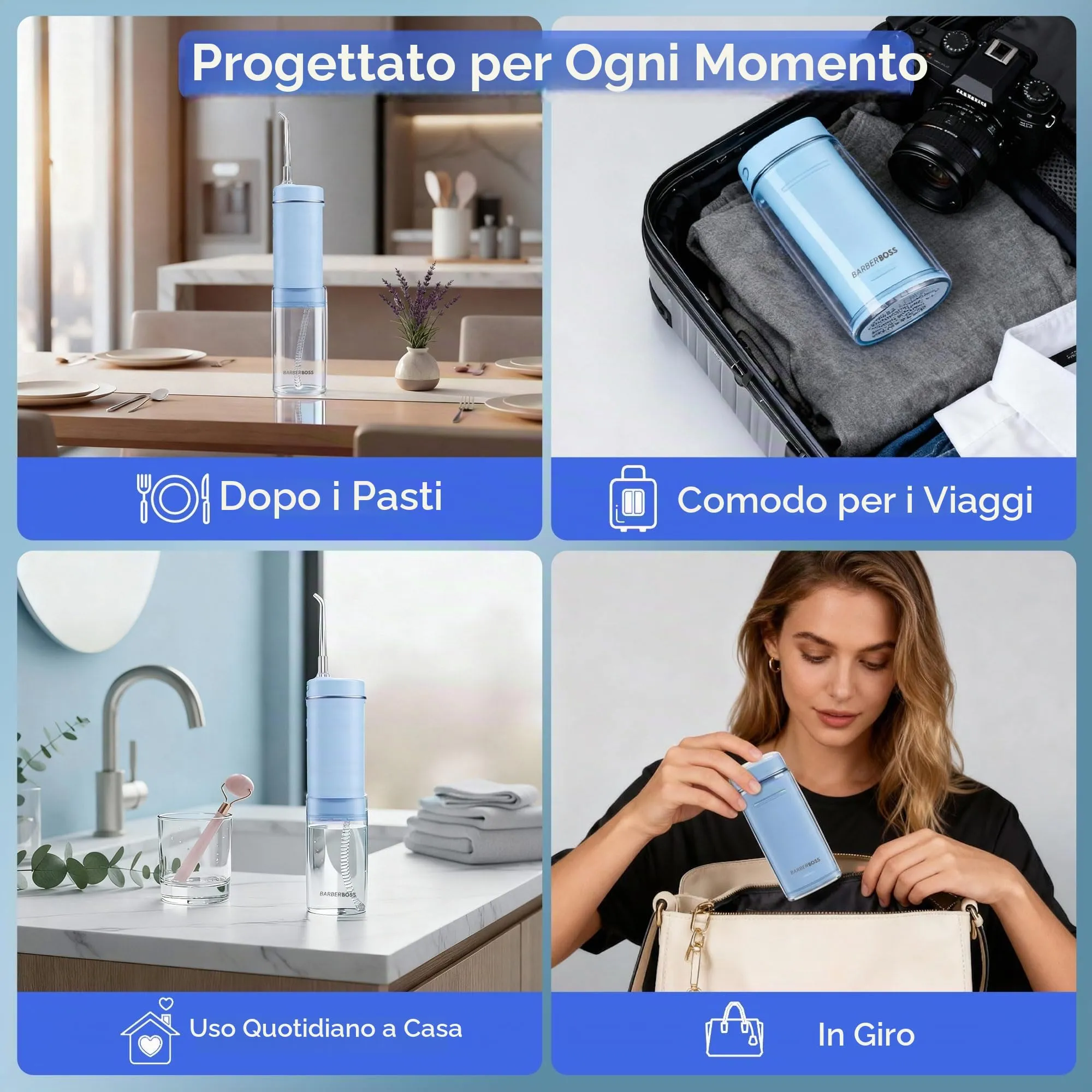 BarberBoss Idropulsore da Viaggio Senza Fili, QR-7114 - immagine 6